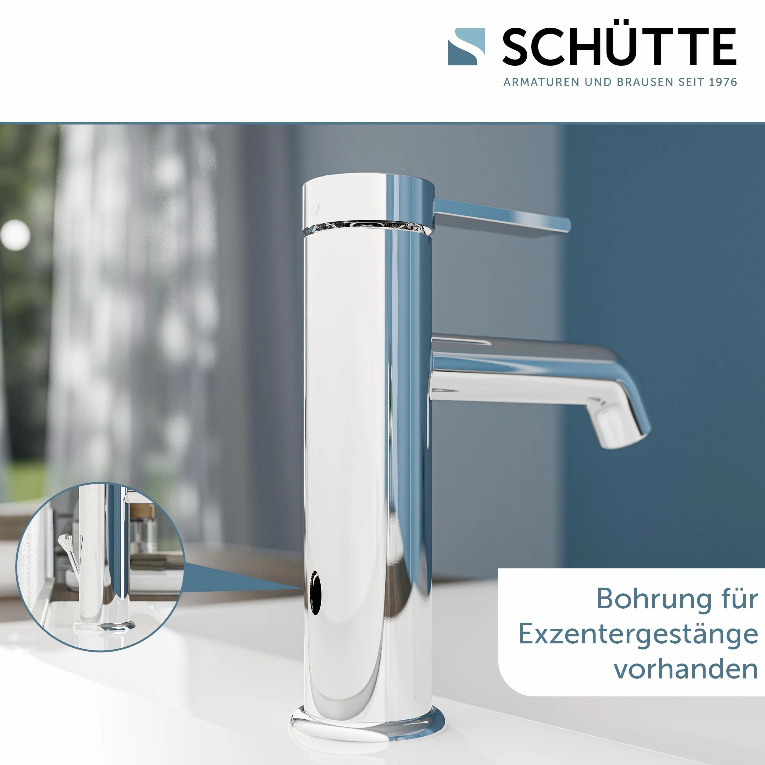 SCHÜTTE Bateria umywalkowa LOS ANGELES 33100, kran łazienkowy z zestawem odpływowym, armatura łazienkowa, jednouchwytowa bateria łazienkowa z korkiem odpływowym, bateria mieszakowa, umywalka, chrom
