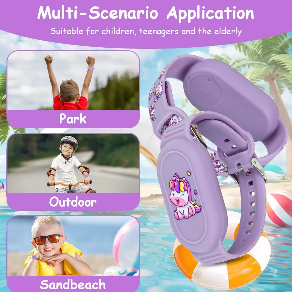 Ainiv Cute Silikonowy Uchwyt na Bransoletkę Galaxy SmartTag 2, Kompatybilny z Samsung Smart Tag 2, Fioletowy
