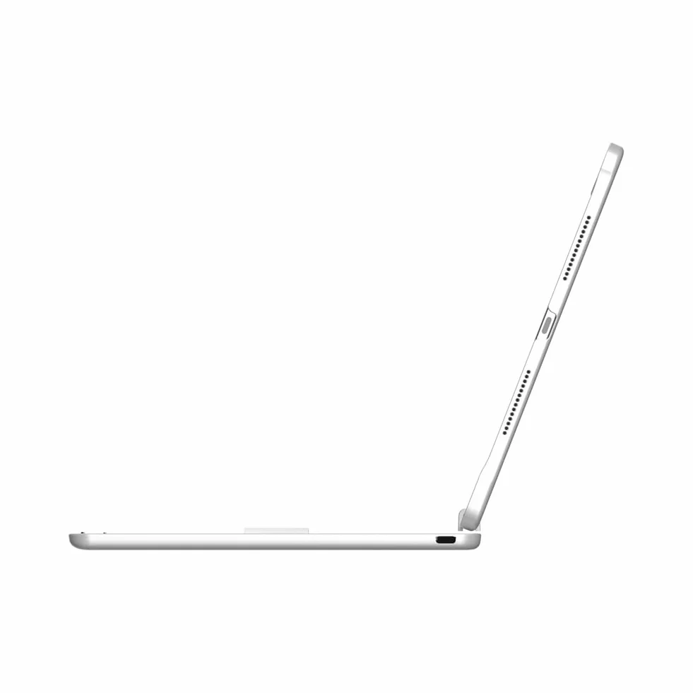 Etui z Klawiaturą do iPad Air 13 (M3 2025 / M2 2024) / Pro 12.9 (6. / 5. / 4. / 3. gen), Obrotowe 360°, Podświetlana Klawiatura 7 Kolorów z Gładzikiem, Silver