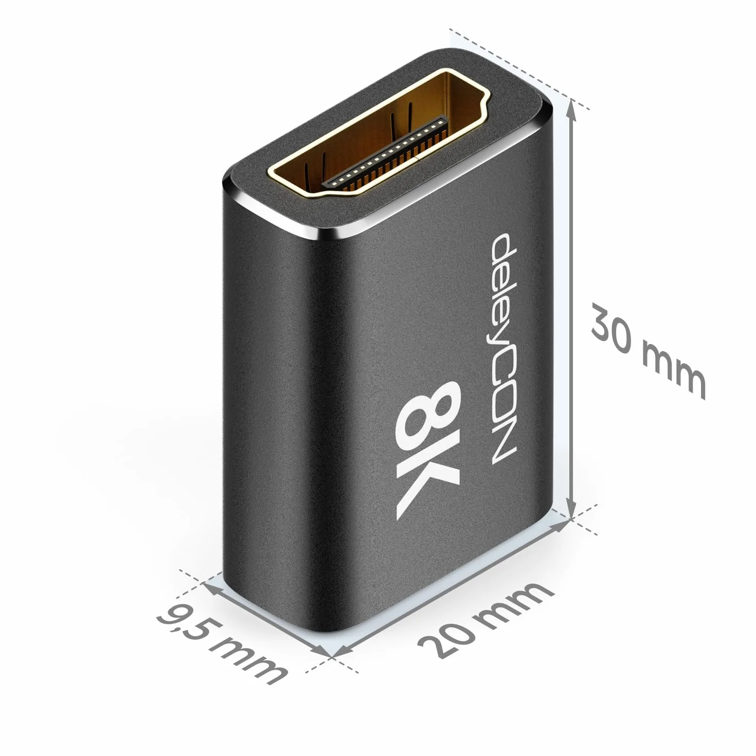 deleyCON Złączka HDMI 2.1 8K 48G Ultra High Speed Adapter Czarny