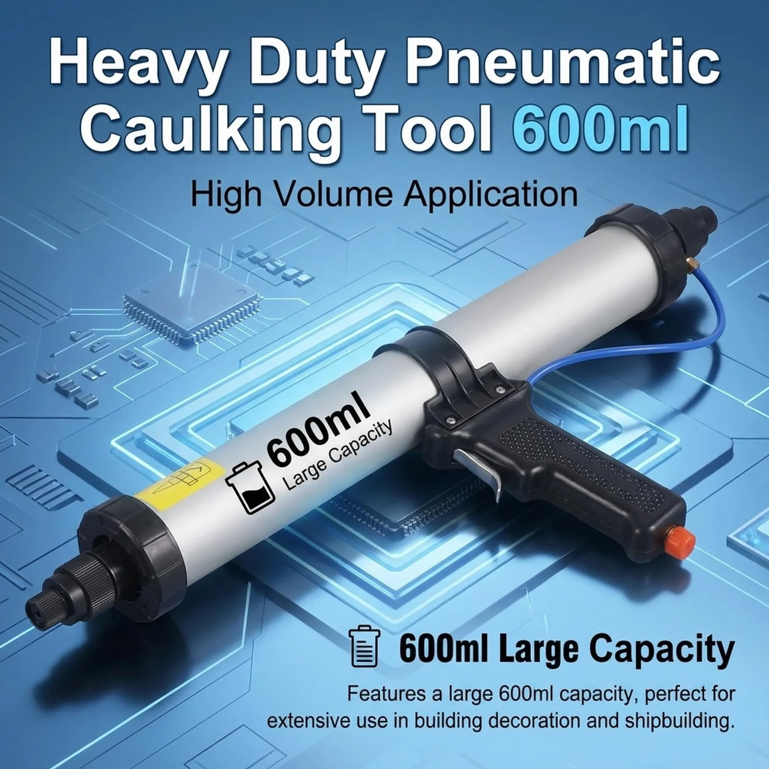 Aluminiowy pistolet do uszczelniania, pneumatyczny pistolet do uszczelniania o pojemności 600 ml, aplikator uszczelniacza pneumatycznego do projektów motoryzacyjnych i