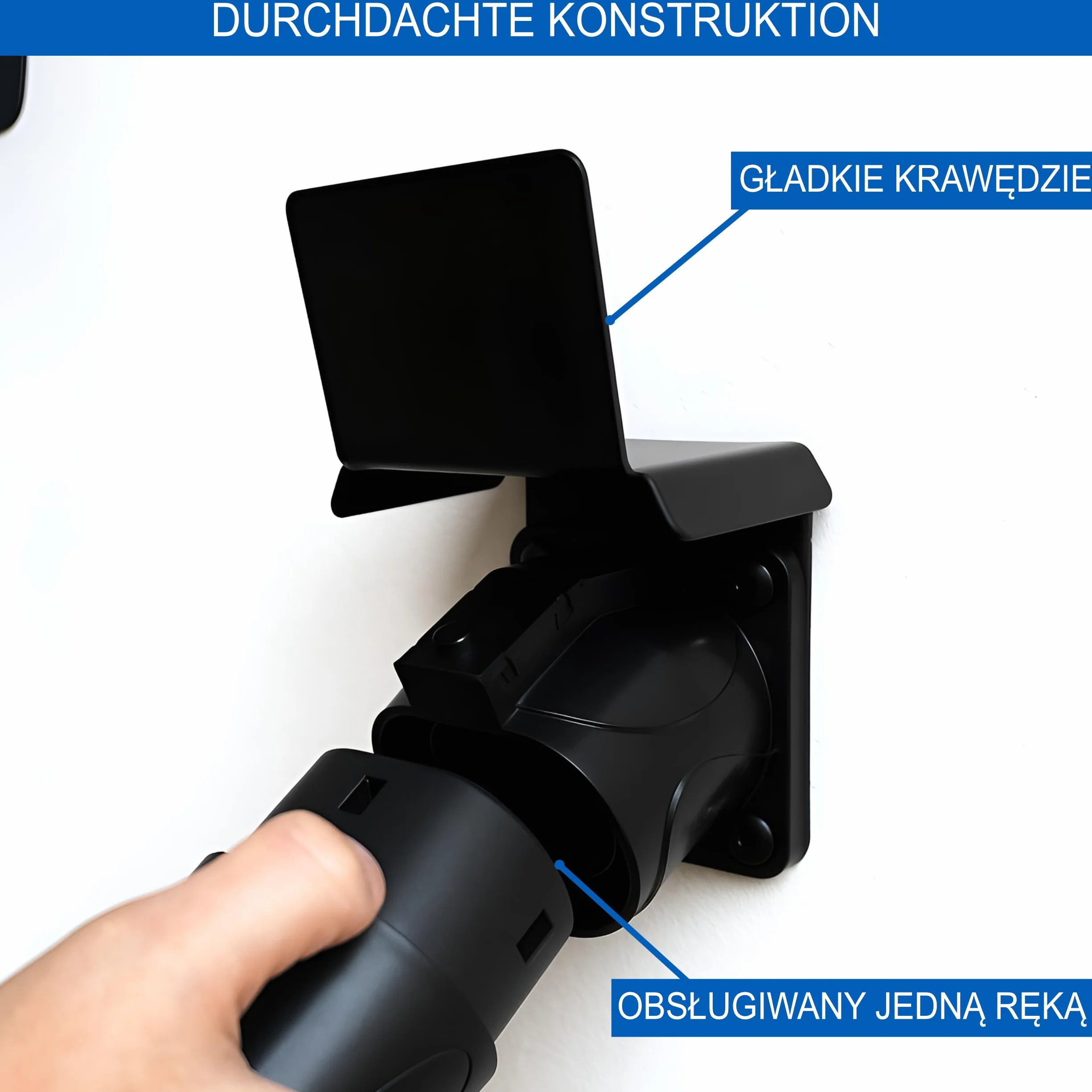 Uchwyt ścienny EVify Type 2, uchwyt na kabel ładujący – wytrzymały uchwyt ze stali nierdzewnej do wallboxów i samochodów elektrycznych