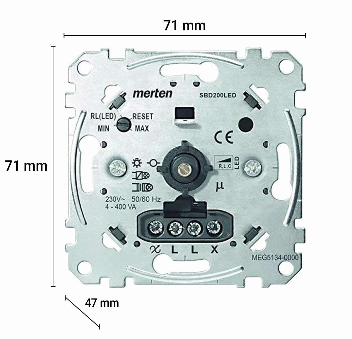 Merten MEG5134-0000 Ściemniacz Obrotowy LED, 230V, 7.4 x 7.4 x 4.7 cm