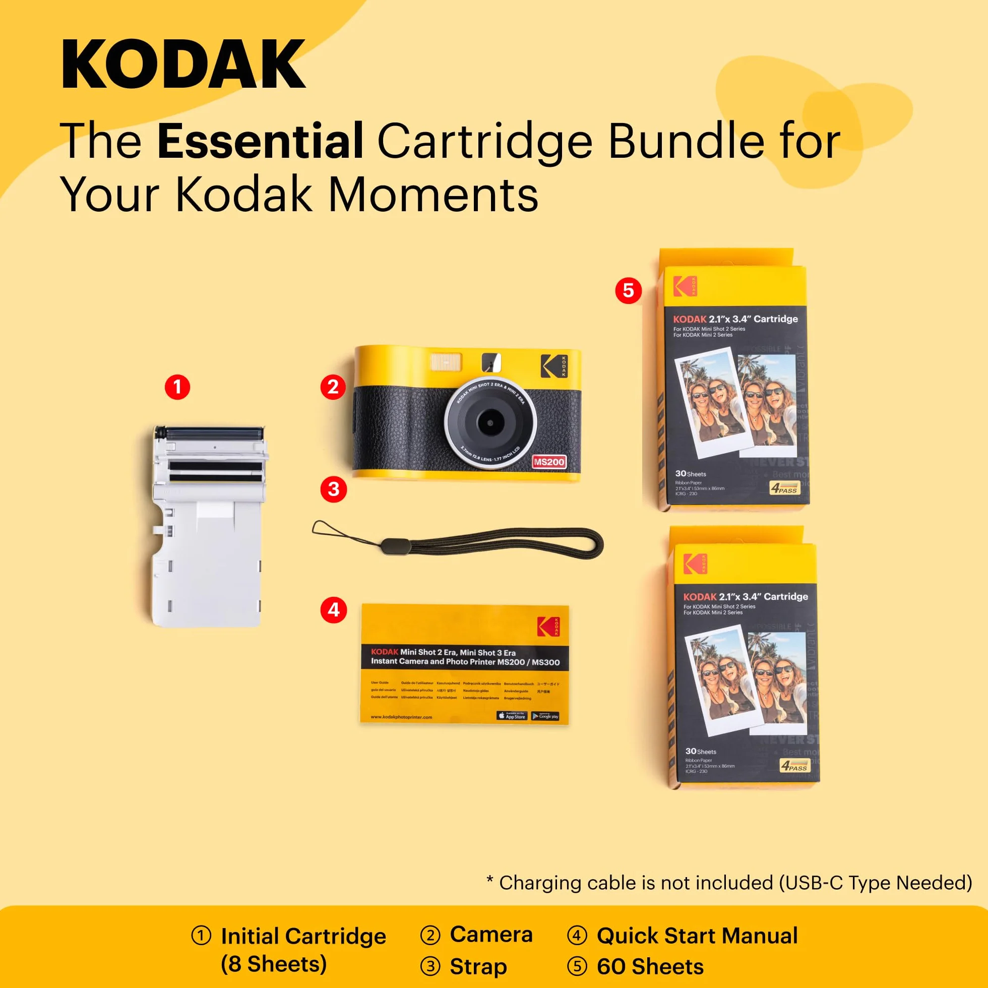 KODAK Mini Shot 2 ERA 4PASS 2-w-1 aparat i drukarka zdjęć 5,3x8,6 cm żółty