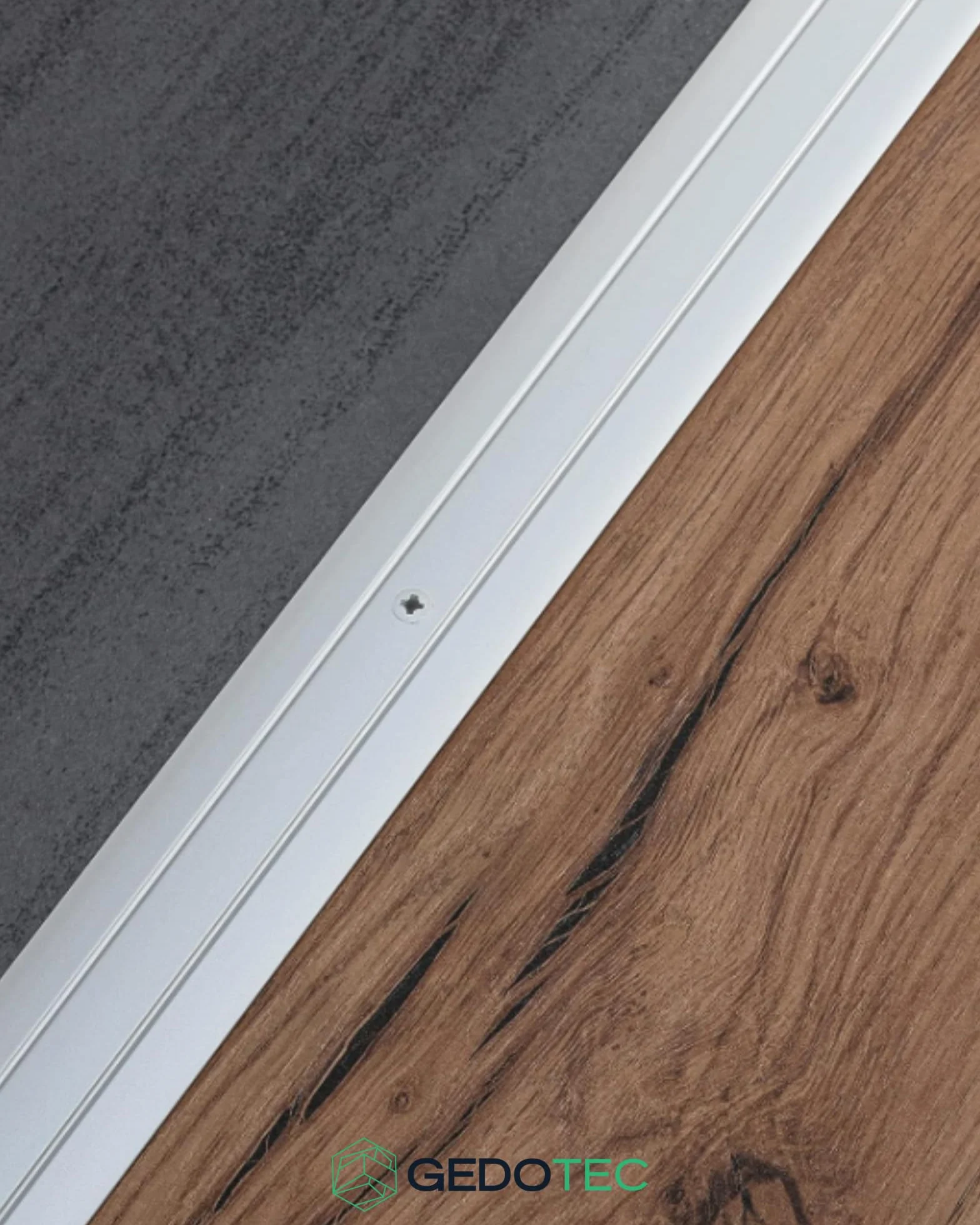 Gedotec Profil przejściowy aluminiowy srebrny 200 cm, szerokość 37 mm, długość 1 m, perforowany profil podłogowy do progu drzwi, 1 sztuka szyny przejściowej do podłóg z możliwością przykręcenia