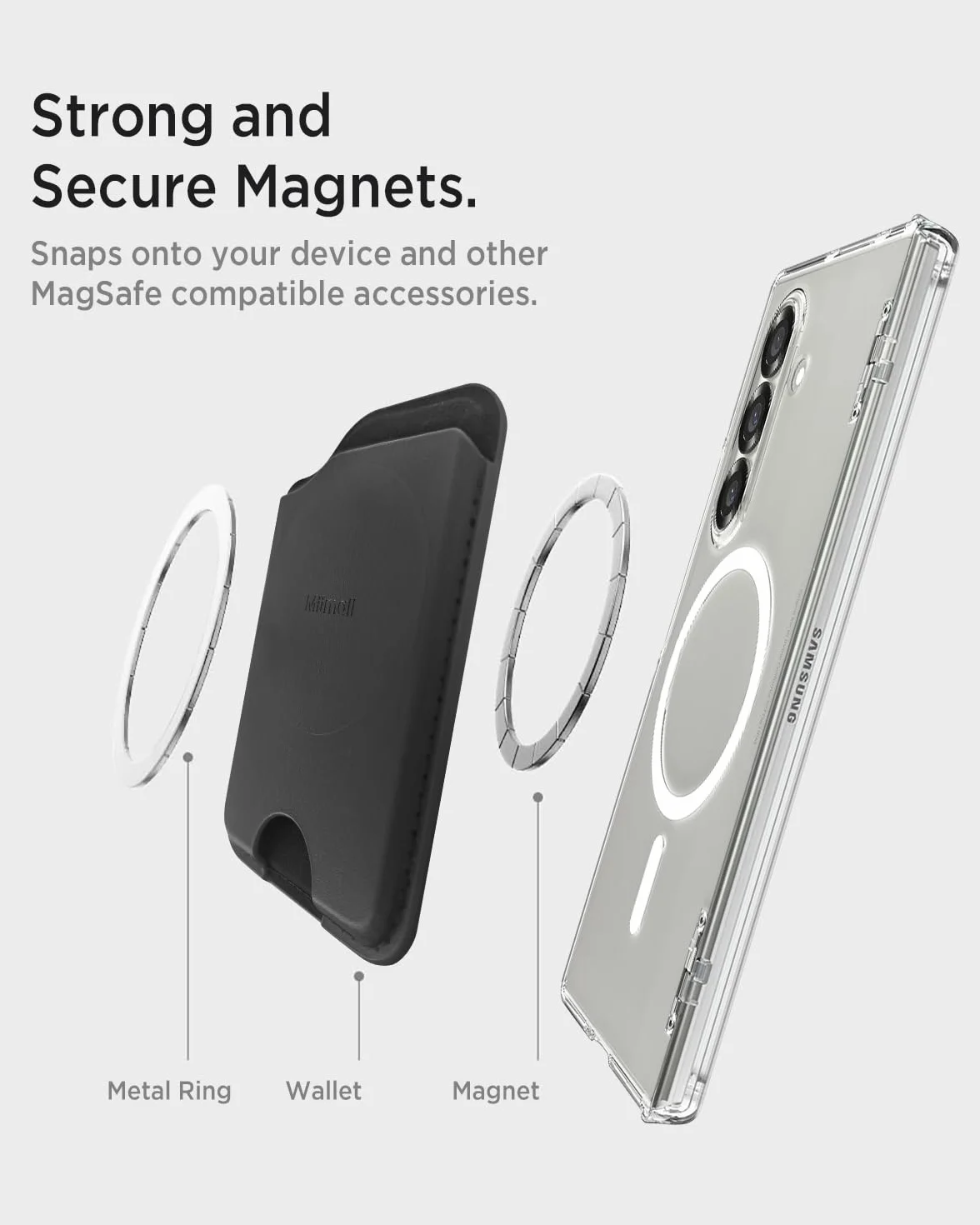 Samsung Galaxy S25 Ultra MagSafe Etui na Karty Wegańska Skóra Portfel Magnetyczny Czarny