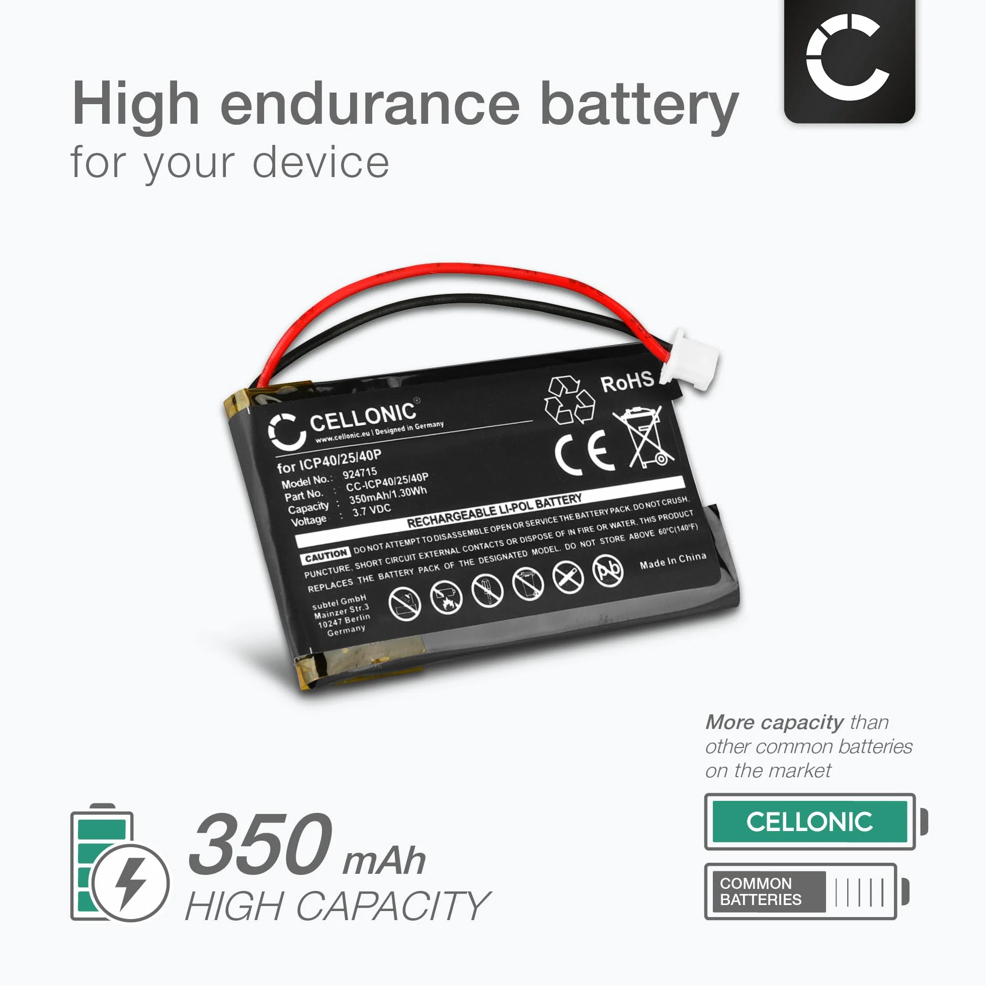 CELLONIC® Akumulator zapasowy ICP40 350 mAh do Sena SMH5 SMH-5 Bluetooth