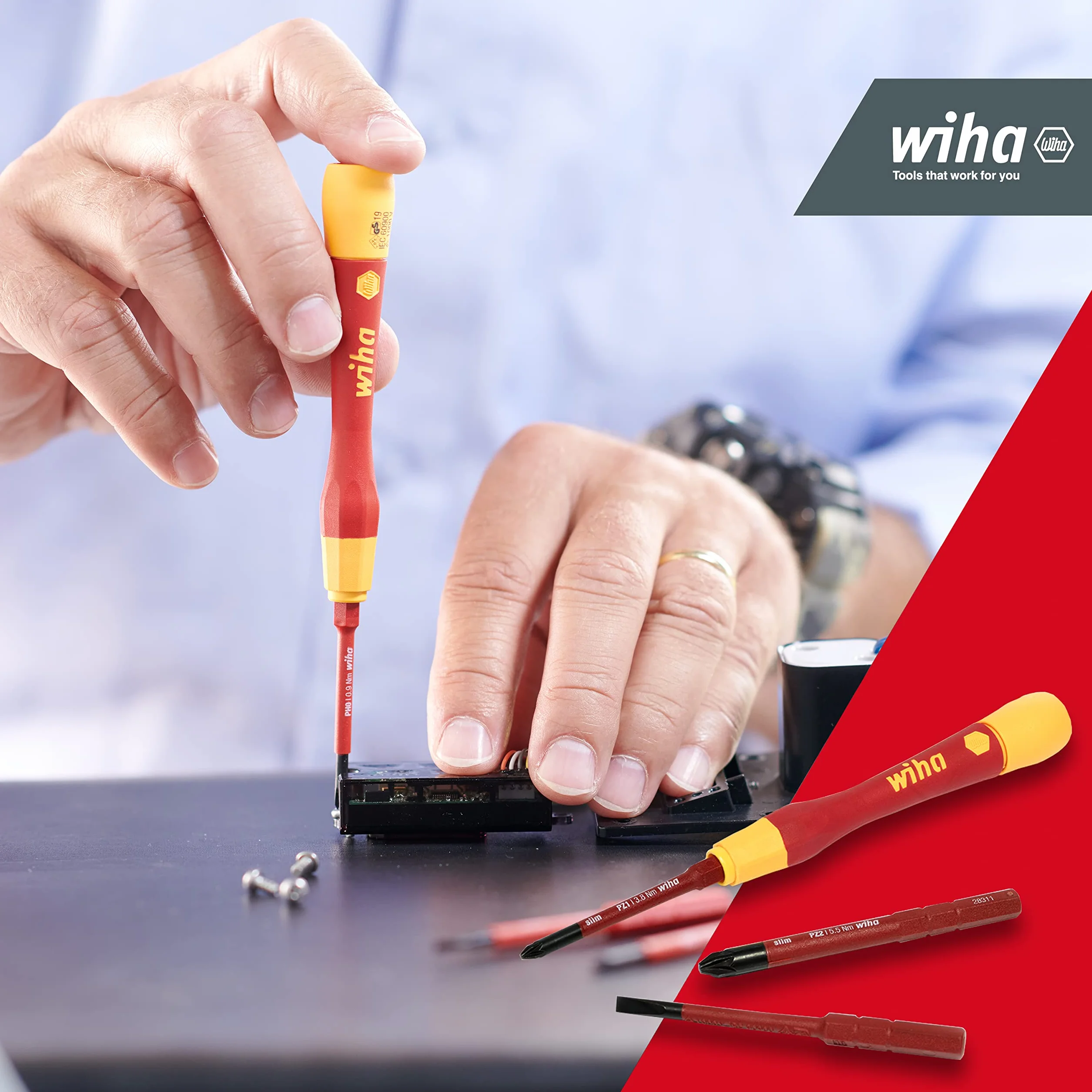 Zestaw wkrętak + 3 groty izolowane VDE 1000V dla elektryków PicoFinish WIHA