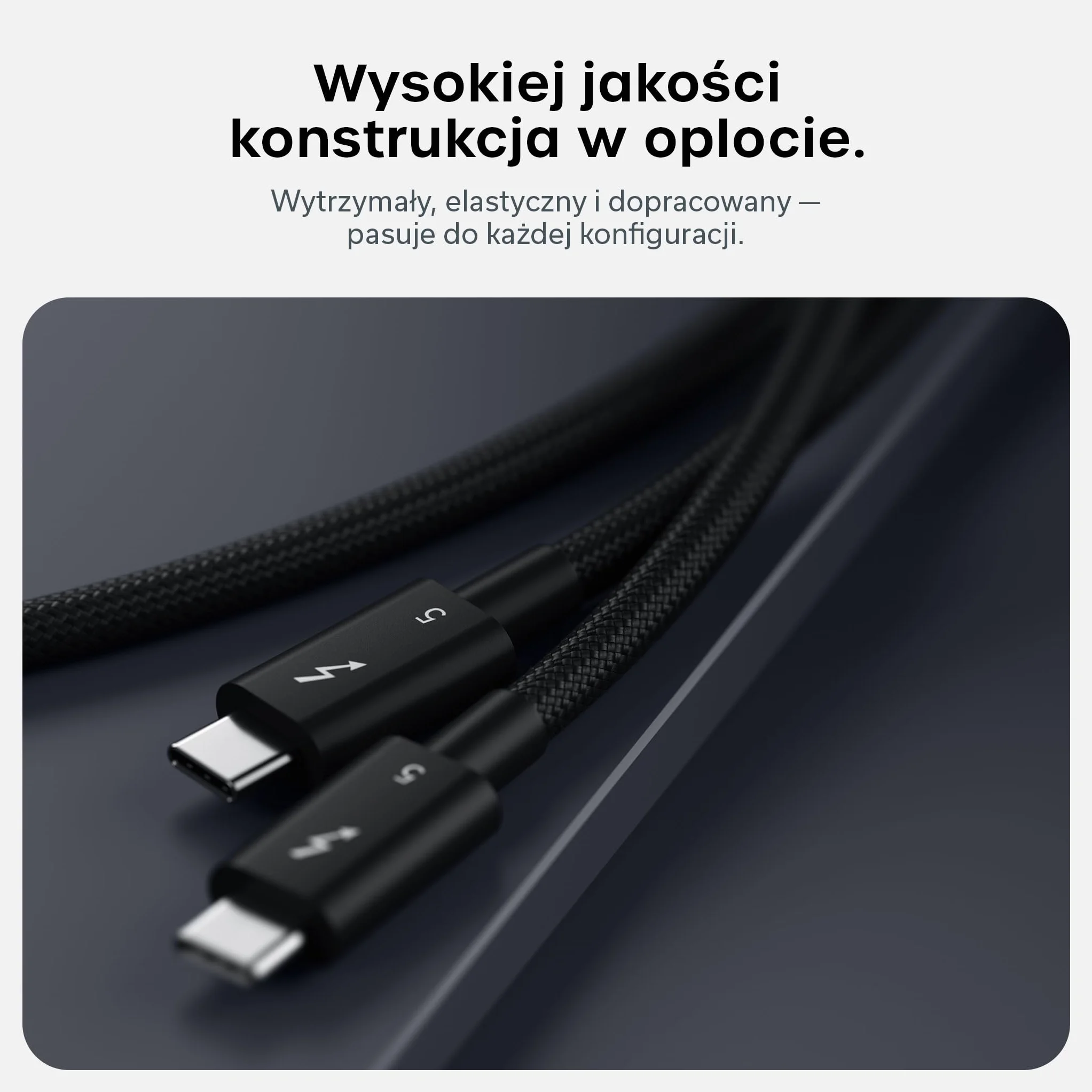SATECHI Certyfikowany kabel Thunderbolt 5 240 W 120 Gb/s 8K@60 Hz 4K@144 Hz pleciony USB-C