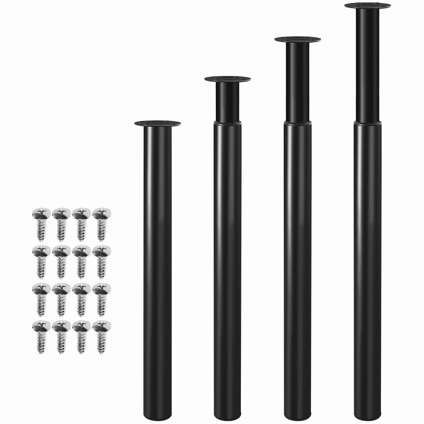 Nogi stołu z regulacją wysokości 70-110 cm, 8 sztuk, czarne metalowe nóżki meblowe, cylindryczne, regulowane nogi stołu do stołu, stołu śniadaniowego, blatu i blatów roboczych