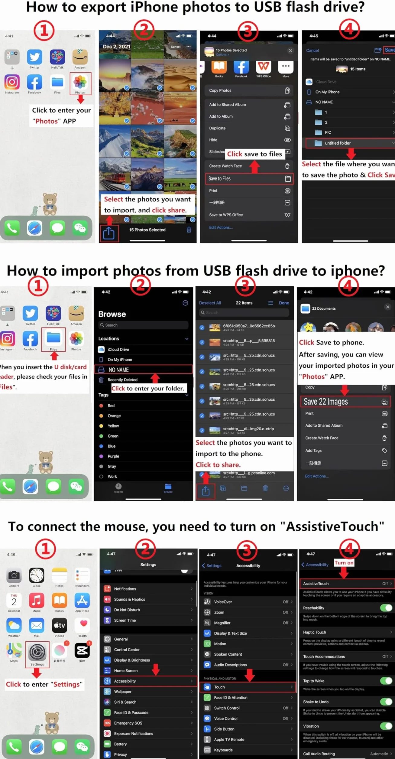 Adapter Lightning na USB MFi do iPhone'a iOS OTG kabel pamięć flash czytnik kart