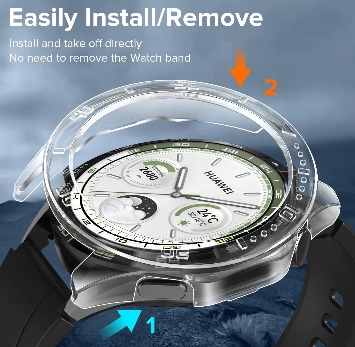 ivoler 3 Pack Hard PC Case do Huawei Watch GT 4 46mm, Ochrona wojskowa Odporny na wstrząsy futerał ochronny Ultra cienki odporny na zarysowania zderzak etui, 2 przezroczyste + 1 czarny