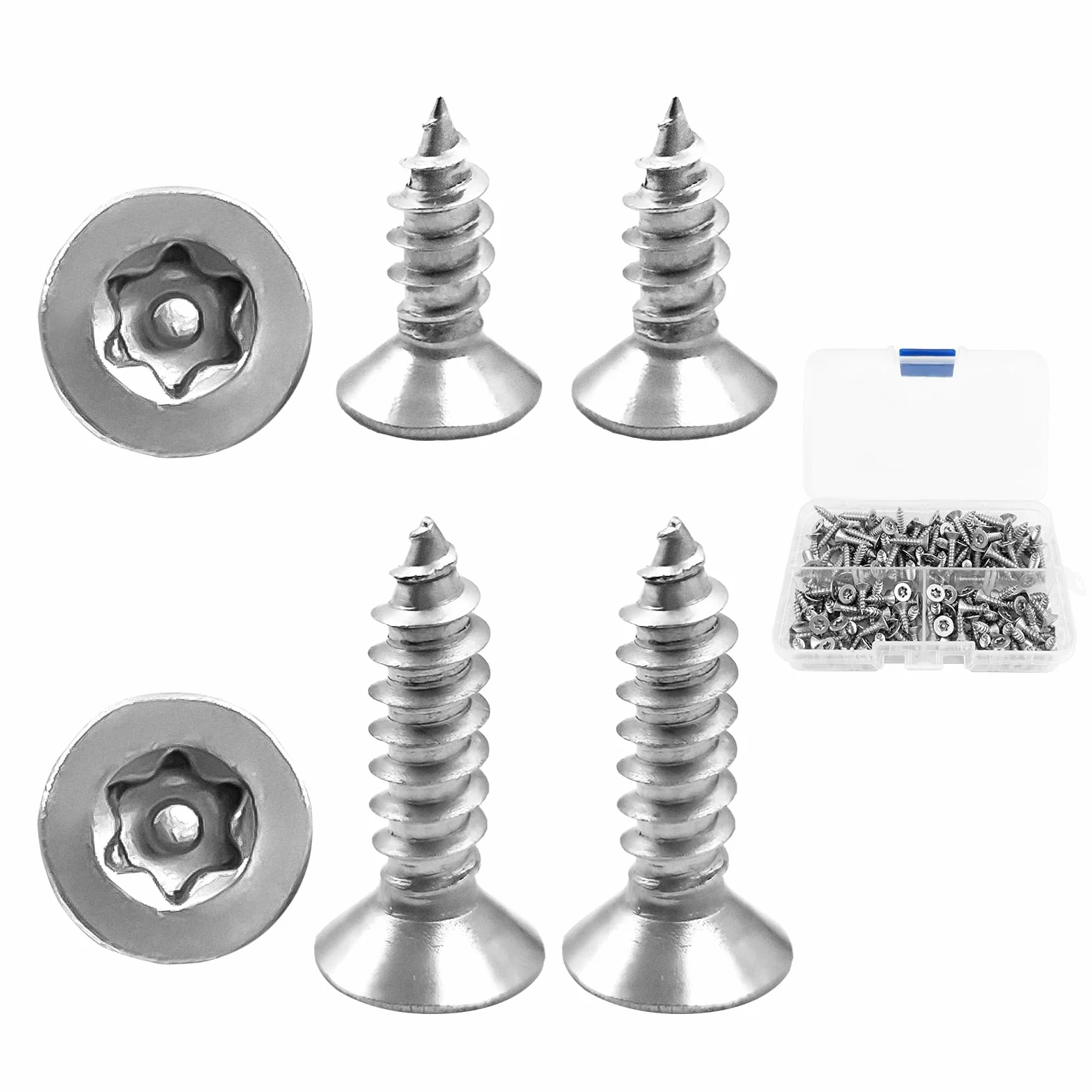 180 sztuk wkrętów do drewna, ze stali nierdzewnej, Torx, uniwersalne wkręty do płyt wiórowych, wkręty Torx, 4 x 12 mm i 4 x 16 mm, wkręty do drzwi, okien i mebli, 180 sztuk