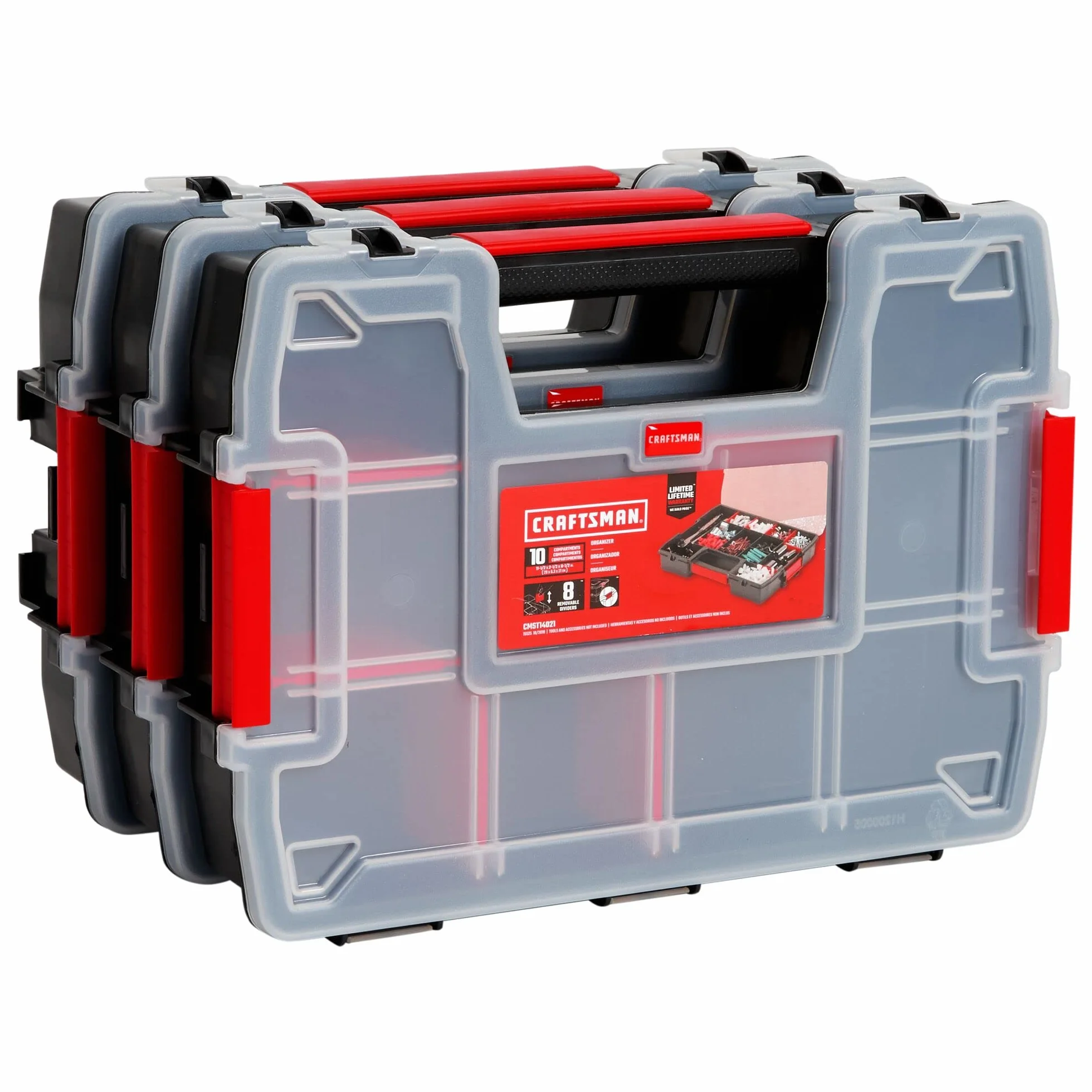 CRAFTSMAN 3-pak 10-komorowy plastikowy organizer na małe części (CMST60964M)
