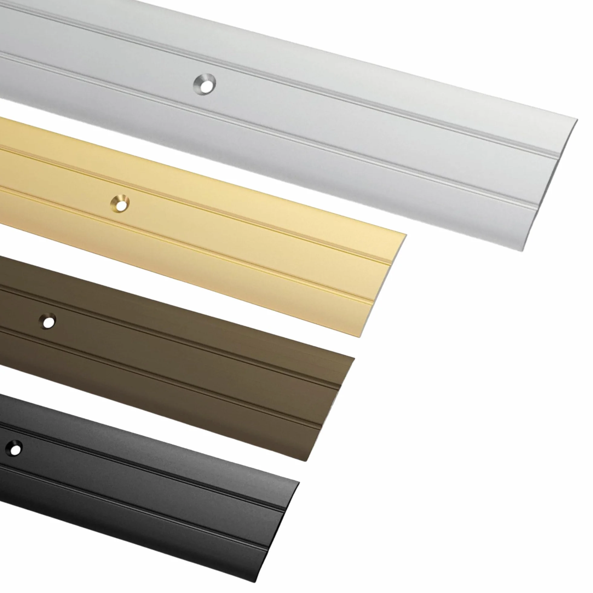 Gedotec Profil przejściowy aluminiowy srebrny 200 cm, szerokość 37 mm, długość 1 m, perforowany profil podłogowy do progu drzwi, 1 sztuka szyny przejściowej do podłóg z możliwością przykręcenia