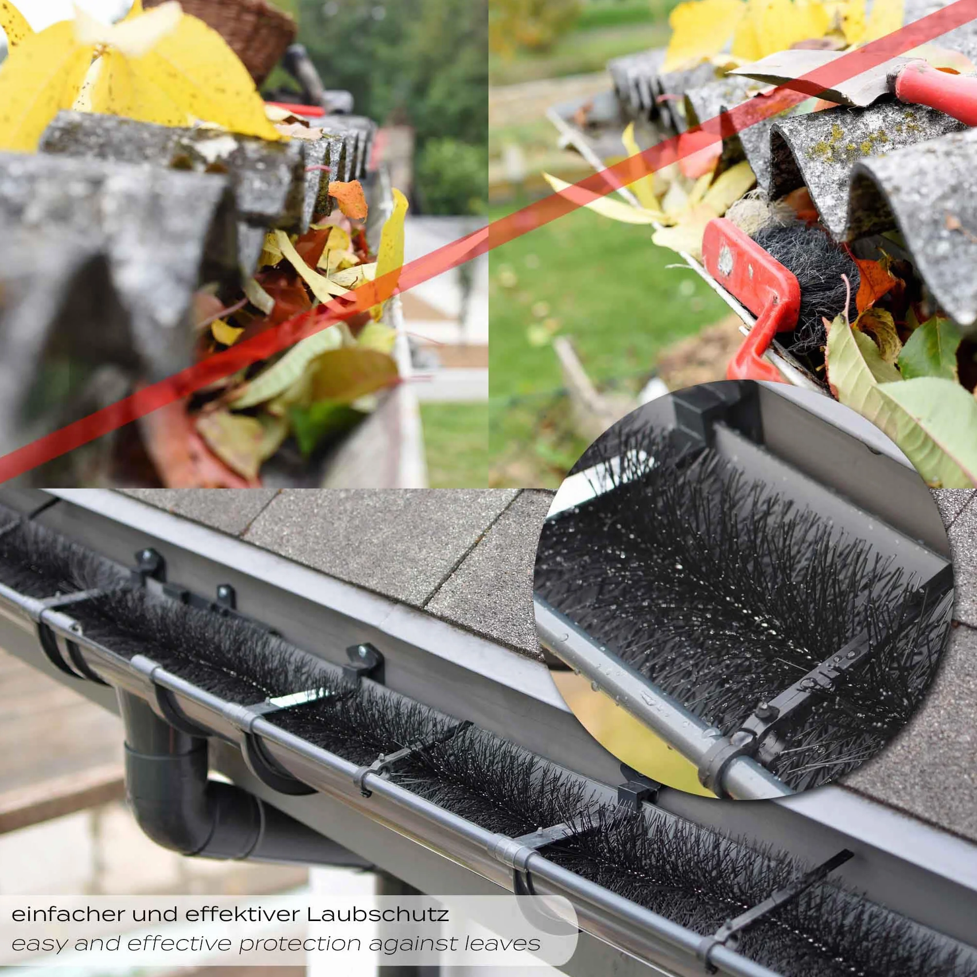 Szczotki ochronne do rynien przed liśćmi i kunami 120cm długości Ø 12cm 20 szt. 24 metrów osłony