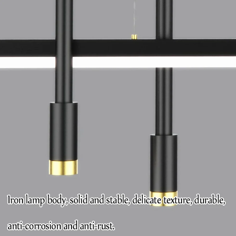 Lampa wisząca z długim pierścieniem, oświetlenie LED i reflektor, metalowa linka, prosta dekoracja do jadalni i salonu, regulowana lampa sufitowa, żyrandol z trójkolorowym oświetleniem.