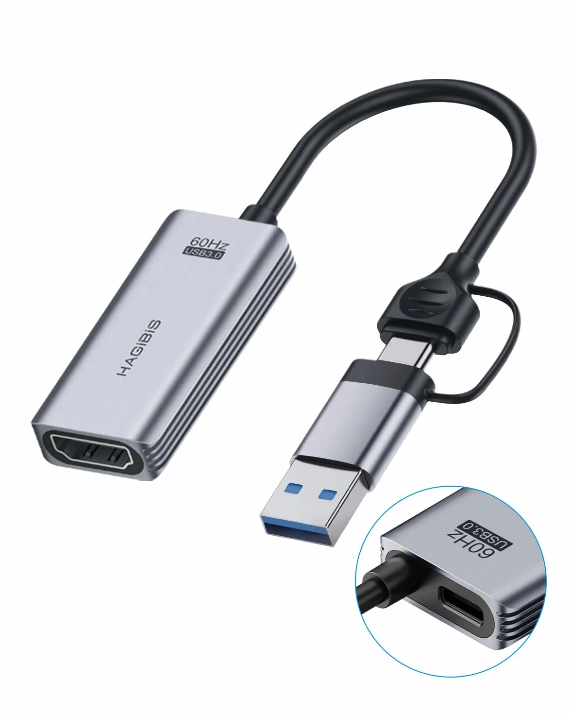 Hagibis karta przechwytywania wideo USB 3.0 HDMI na USB-C 1080p HD 60 fps MS2130