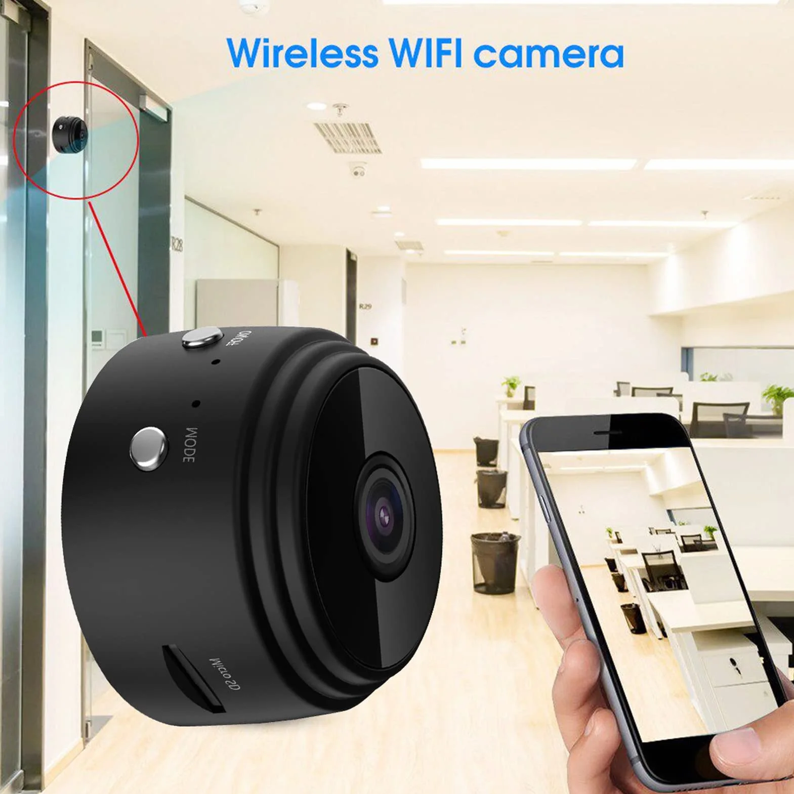 Mini Kamera Bezpieczeństwa WiFi 150° Szerokokątny Noktowizor z Uchwytem Magnetycznym Wykrywanie Ruchu