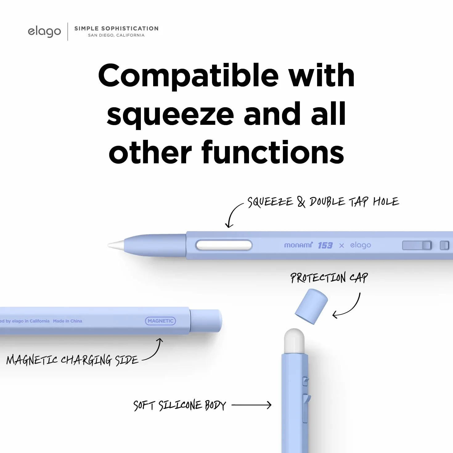 elago MONAMI Piórnik kompatybilny z Apple Pencil 2. generacji, silikon, ładowanie magnetyczne, fioletowy