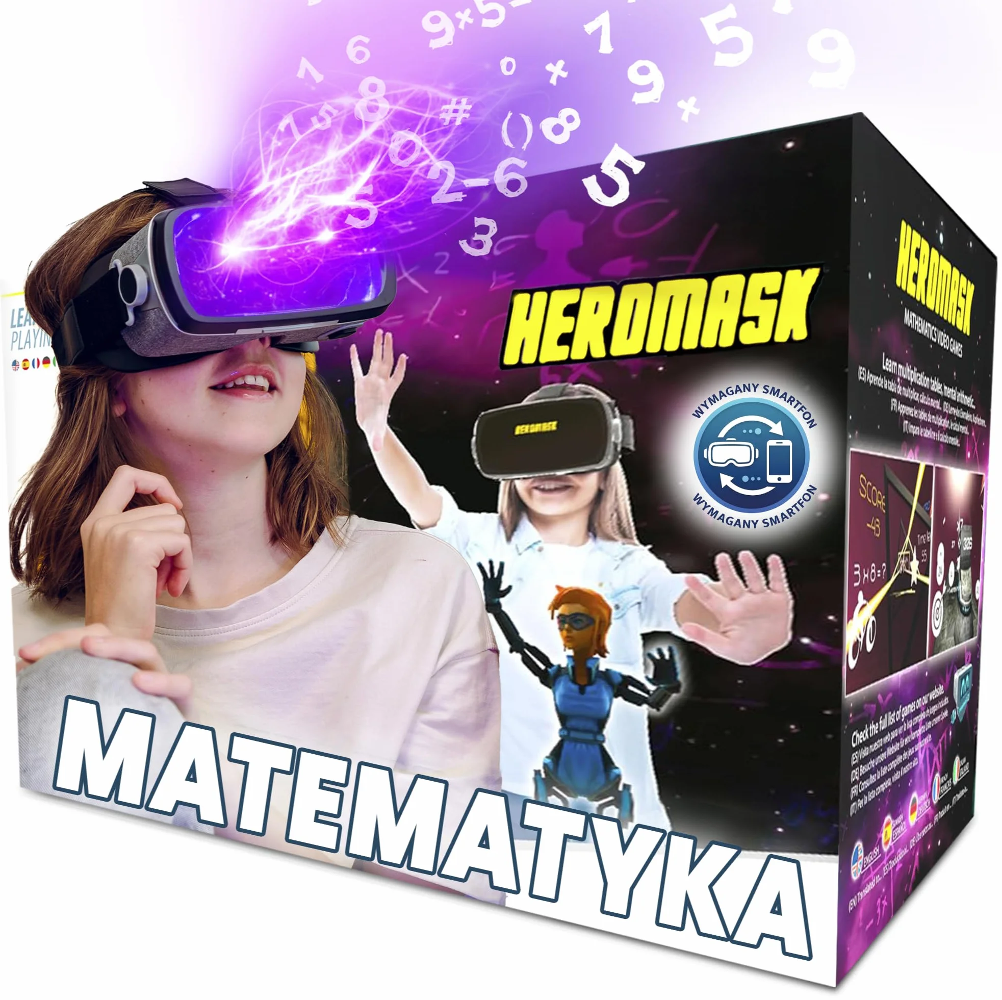 Heromask Gogle VR dla dzieci z edukacyjną grą matematyczną Nauka tabliczki mnożenia w 3D Interaktywna zabawka 5-12 lat