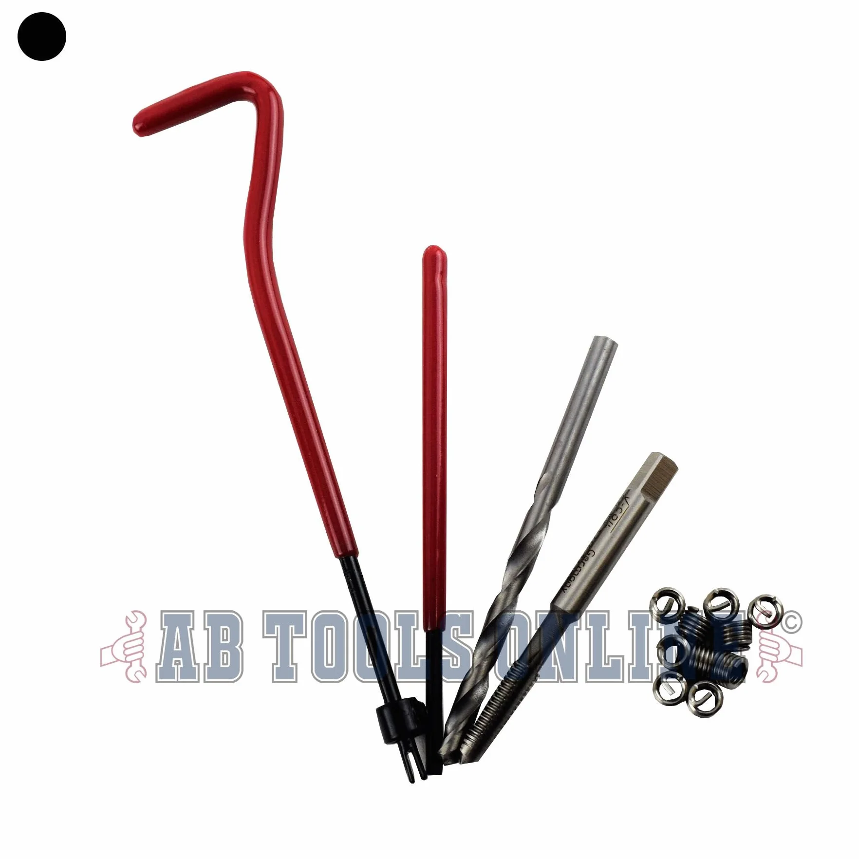 AB Tools Zestaw narzędzi do naprawy gwintów 3/8" x 16 BSW Whitworth Helicoil do uszkodzonych gwintów, zestaw 14-częściowy