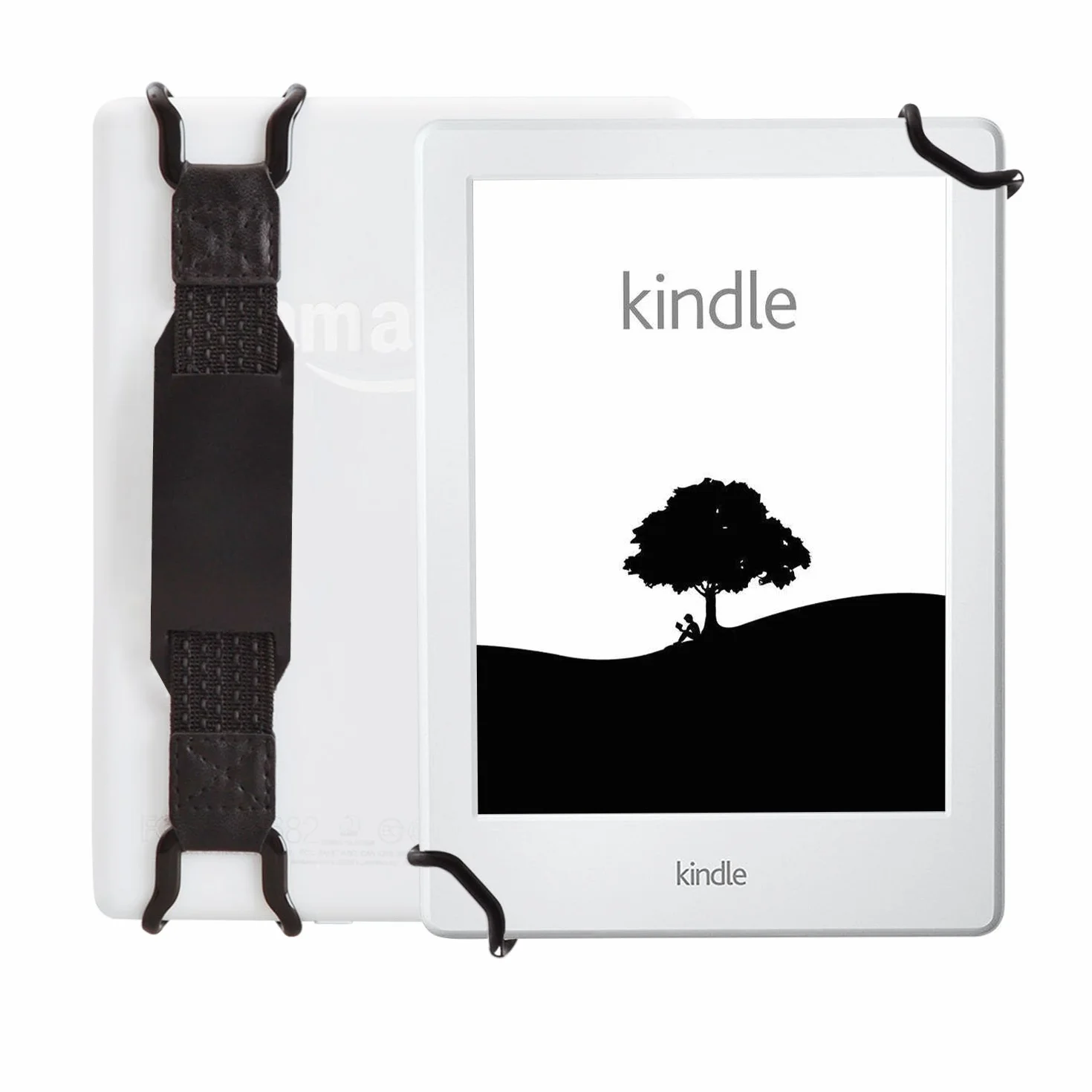 Uniwersalny antypoślizgowy uchwyt na pasek na rękę z regulowanym skórzanym stojakiem do czytników e-booków Kindle 6 cali, Paperwhite/Voyage/Oasis/Fire HD 6