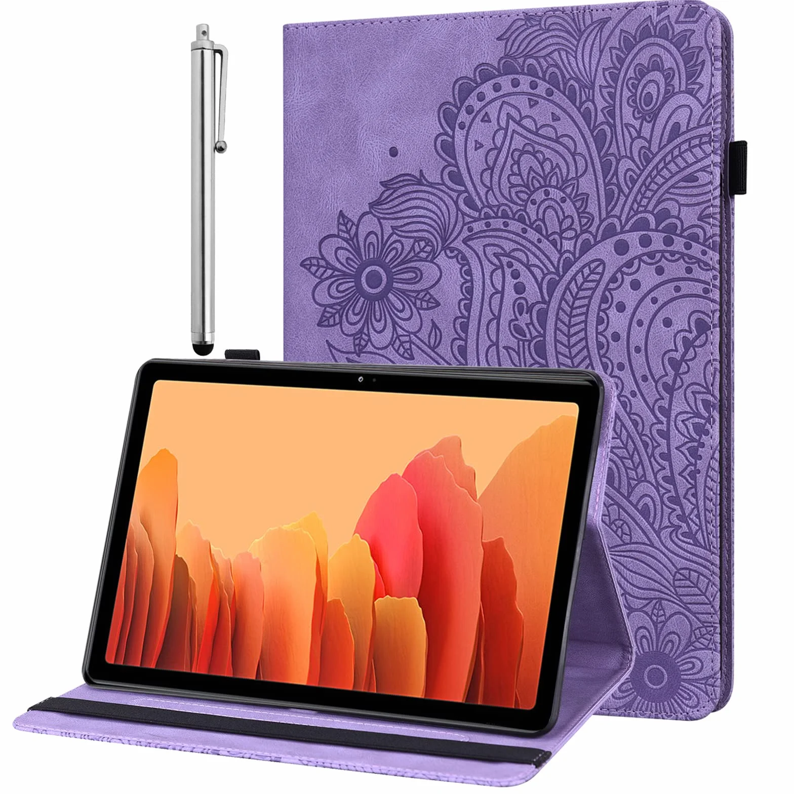 Etui do Honor Pad 8 2022, etui ochronne z rysikiem i uchwytem na długopis - ultra cienkie etui z klapką ze skóry PU do Honor Pad 8 2022 etui (fioletowe)