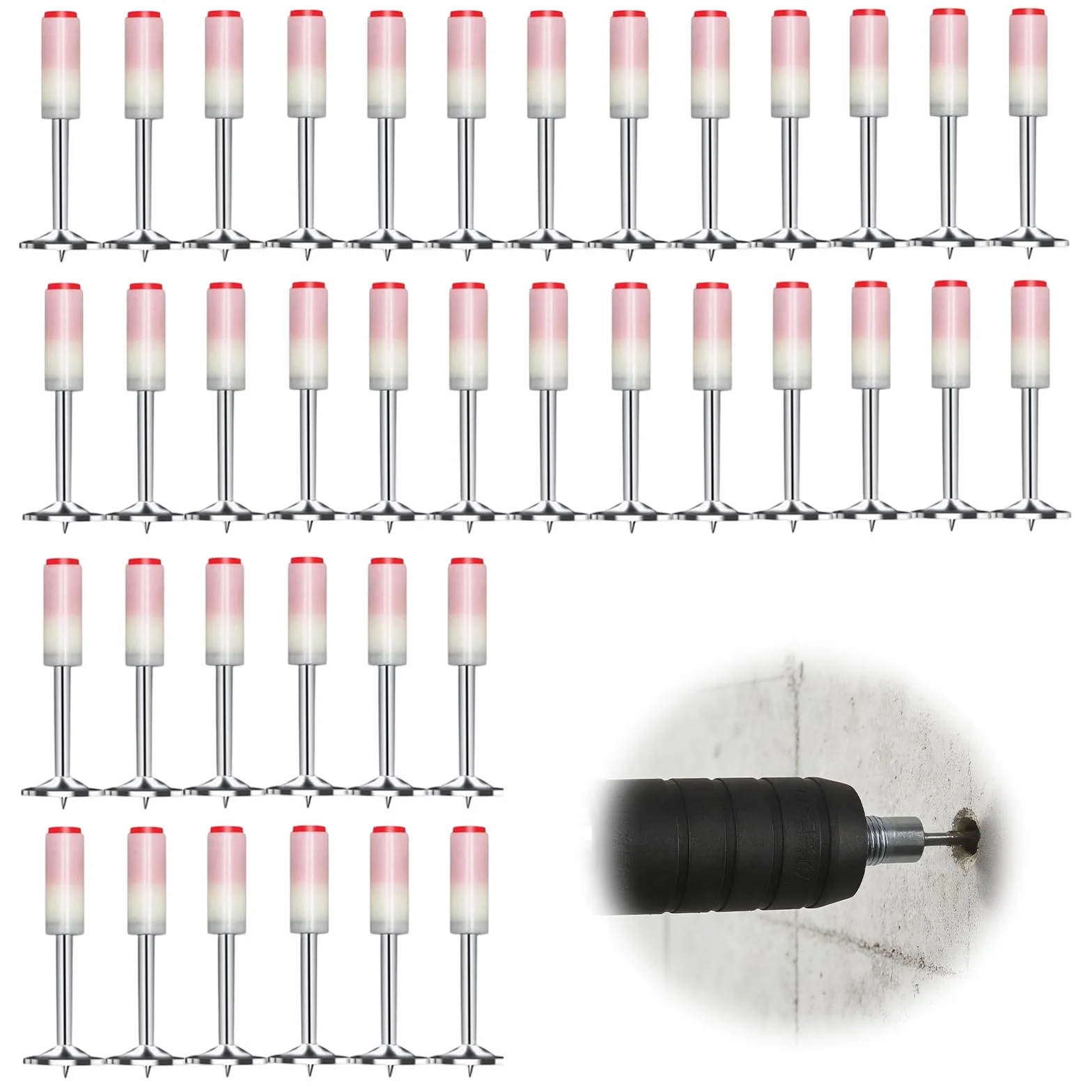 Gwoździe do pistoletu do paznokci, 400 sztuk, 7,3 mm, do betonu, z rękawiczkami, ręczny pistolet do paznokci do stali, gwoździe do papy dachowej, przebijające się gwoździe betonowe, do sufitów