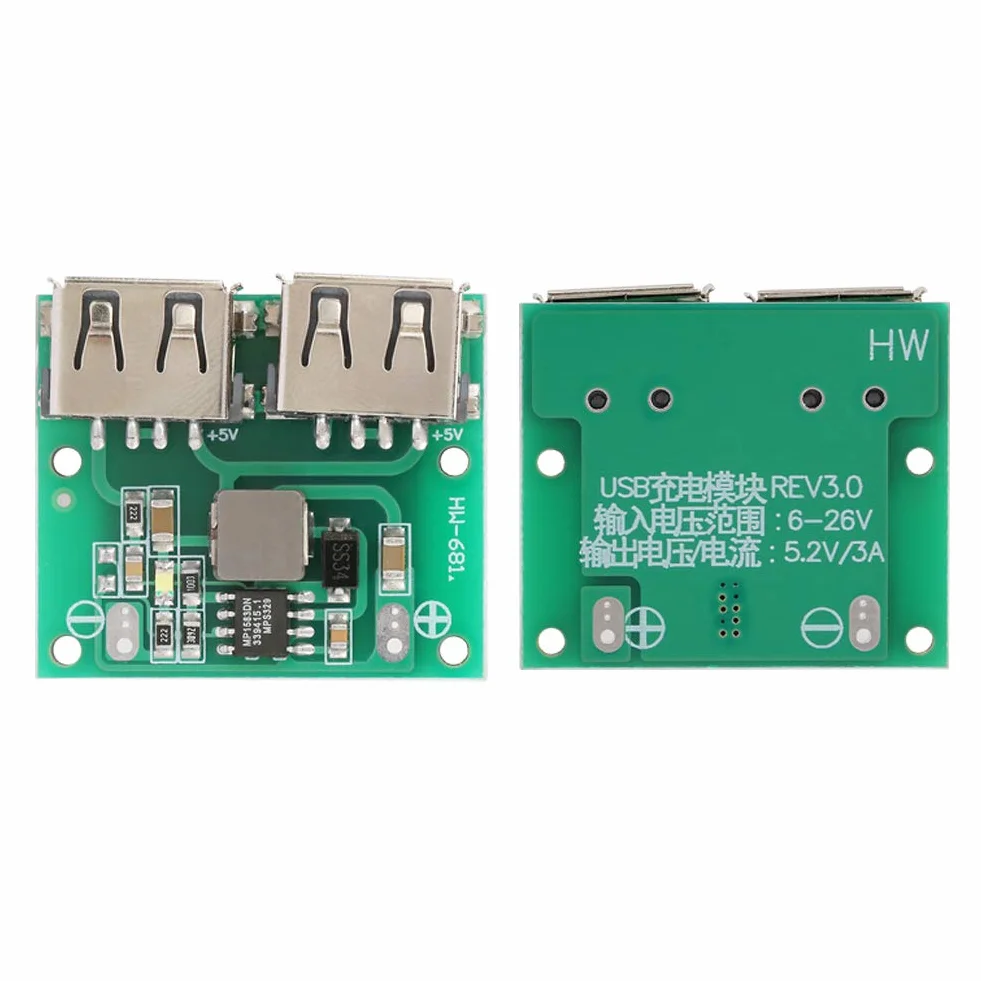 ASHATA Przetwornica z dwoma wyjściami USB, 9 V/12 V/24 V do 5 V 3 A DC-DC Step Down moduł ładowania moduł ładowania zasilacz regulator napięcia wolt transformator płyta