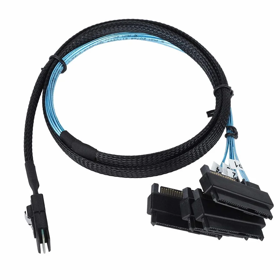 YIWENTEC Mini SAS 36 SFF-8087 do (4) SFF-8482 złącza z zasilaniem SATA 1 m (1 m)