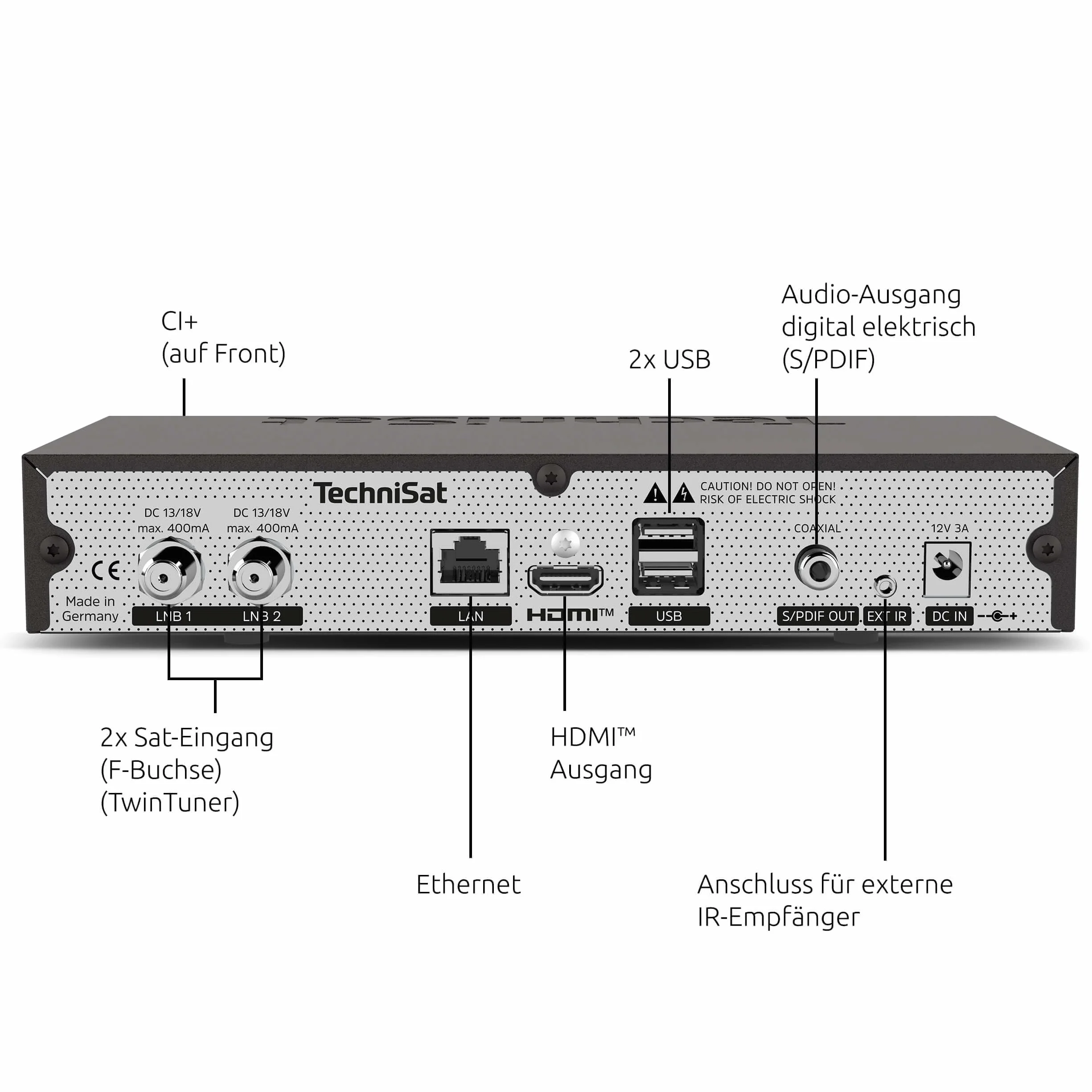 TechniSat DIGIT ISIO S4 – Twin Sat-Receiver z wyświetlaczem alfanumerycznym (HDTV Twin-Tuner, DVB-S2, funkcja nagrywania PVR przez USB lub w sieci, HbbTV, CI+, HDMI) czarny