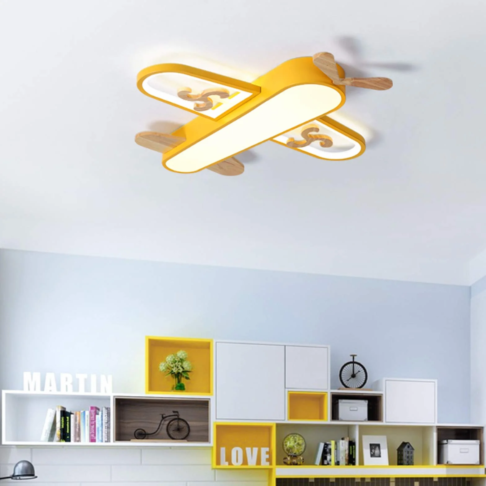 Lampa sufitowa LED do pokoju dziecięcego, samolot, nowoczesna, ściemniana, pilot zdalnego sterowania, żyrandol, oświetlenie dla chłopców i dziewczynek, do sypialni, salonu, gabinetu, jadalni