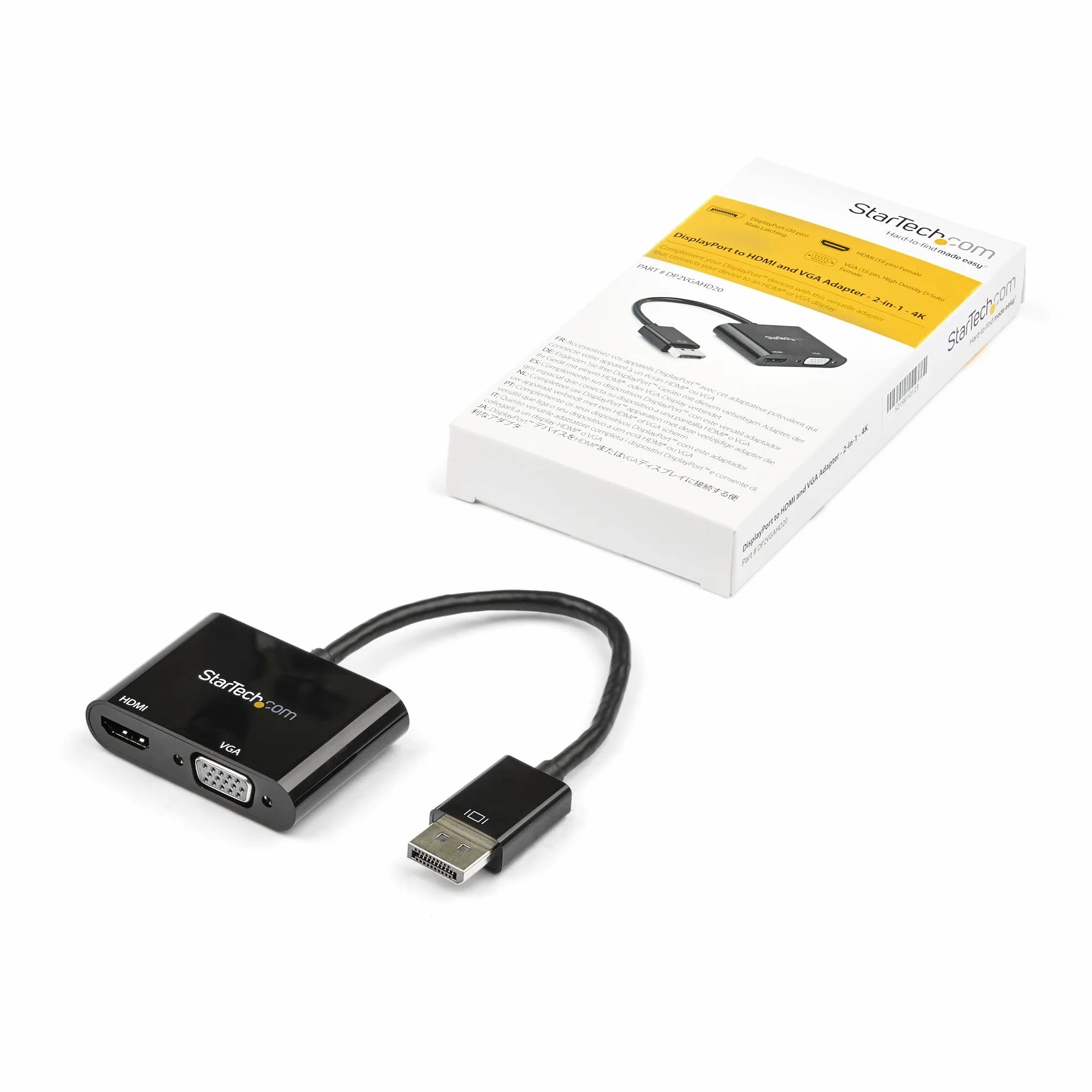 StarTech.com Adapter DisplayPort na HDMI VGA - DisplayPort 1.2 HBR2 na HDMI 2.0 (4K 60Hz) lub VGA 1080p Converter