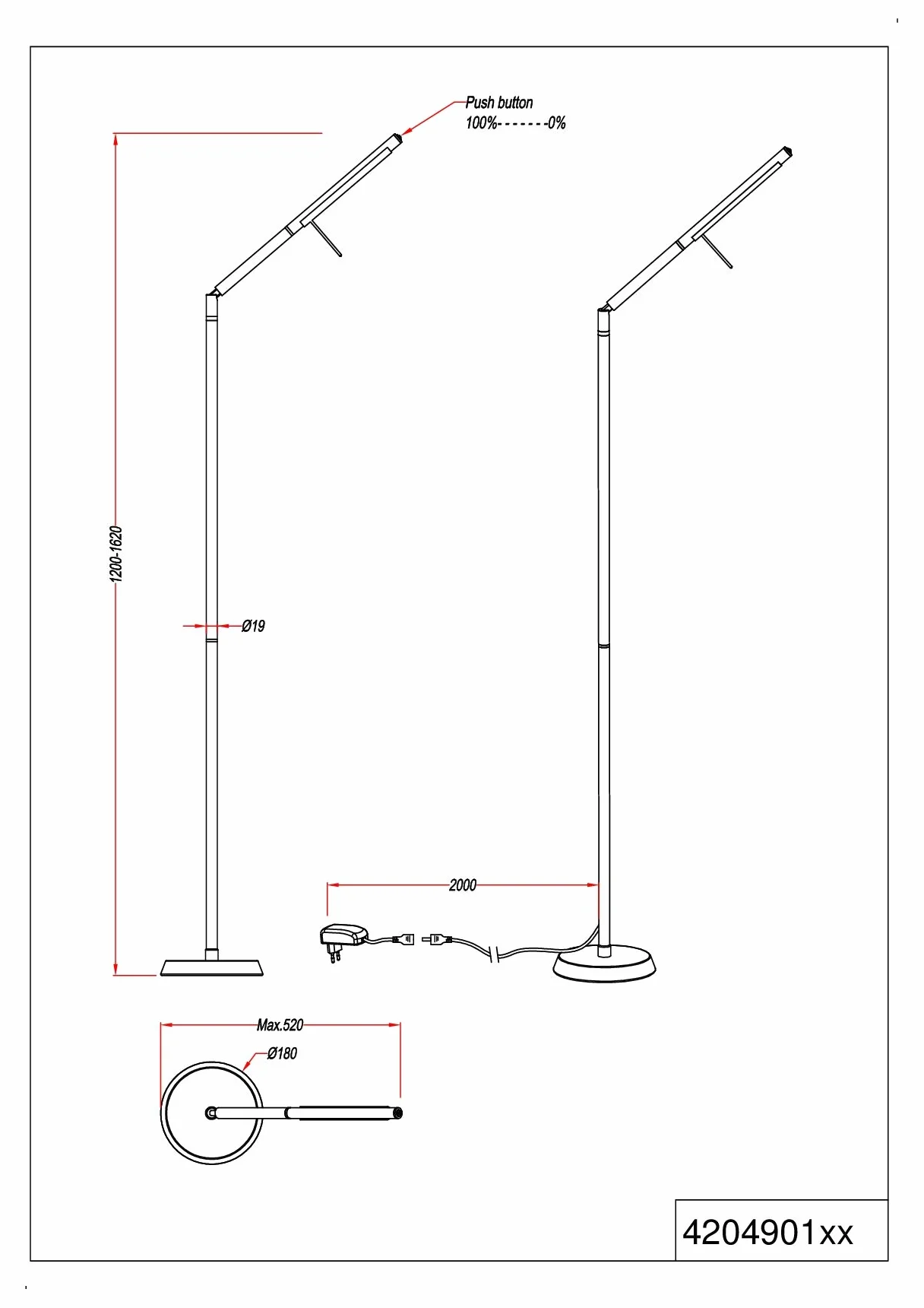 Trio Leuchten Lampa stojąca LED Filigran 420490107, metal nikiel matowy, 1 x 6 W, ściemniacz dotykowy