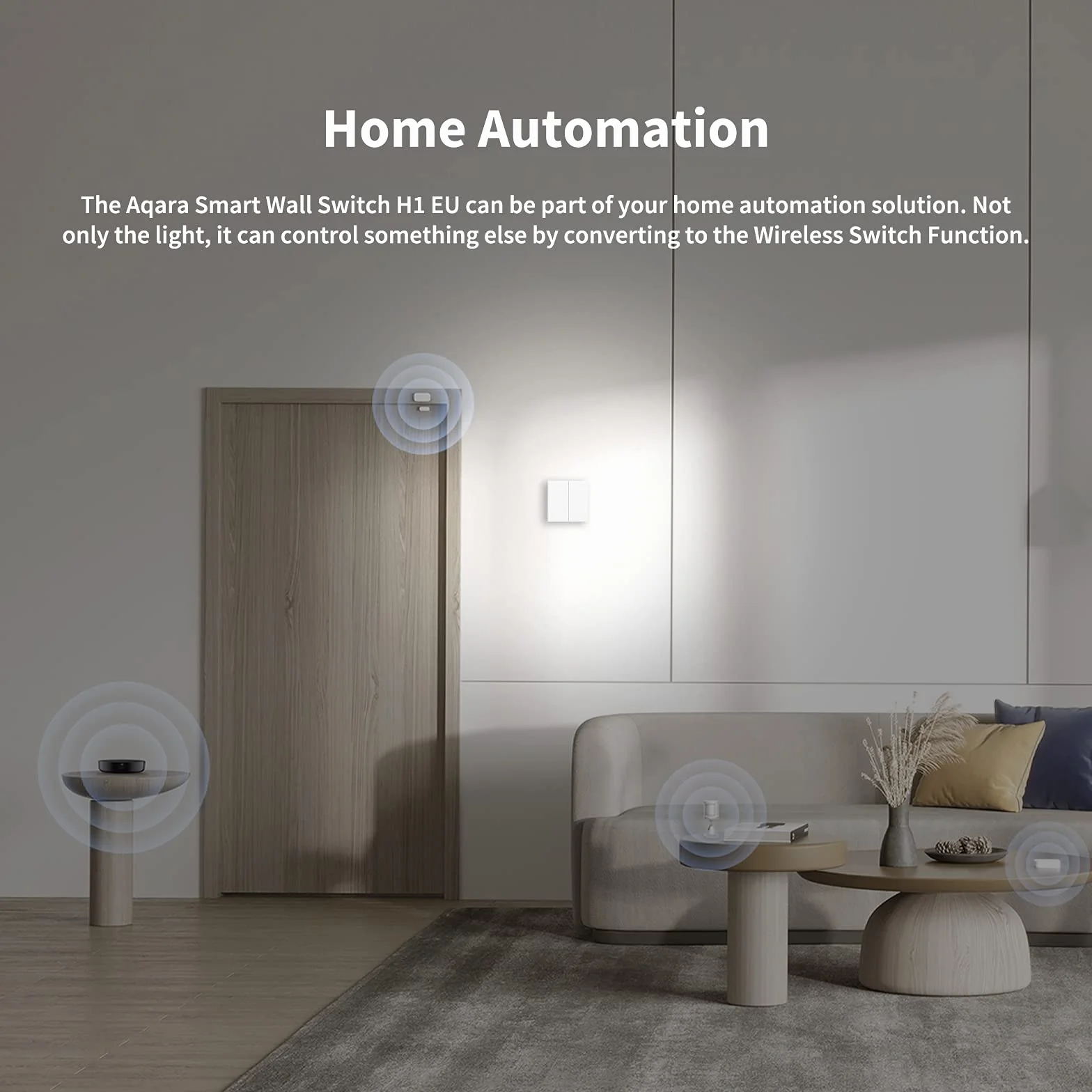 Aqara Inteligentny Przełącznik ścienny H1 (bez przewodu nautralnego, z podwójnym przełącznikiem), Wymaga Zigbee 3.0, HUB OD AQARA, Kompatybilny z HomeKit, Alexa, Asystent Google, IFTTT