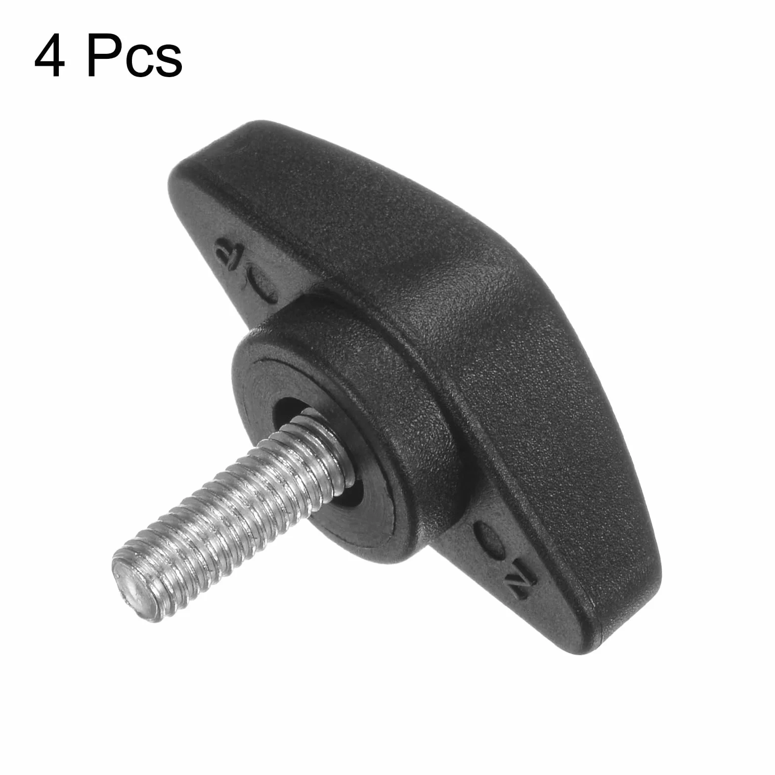 QUARKZMAN 4 sztuki gałek motylkowych T śruby kciukowe M5 x 12 mm standardowy gwint męski tworzywo sztuczne guziki w kształcie litery T guziki zaciskowe uchwyt śruba kciukowa, kolor czarny