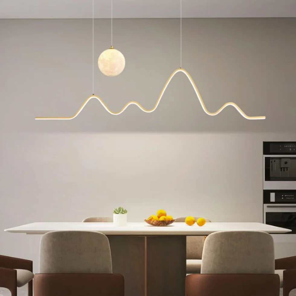 Nordic Lampa wisząca LED Liniowy żyrandol Oprawa aluminiowa Oświetlenie 3000-6000 K Lampa wisząca Kreatywny wystrój domu Możliwość przyciemniania Nowoczesne oświetlenie wewnętrzne