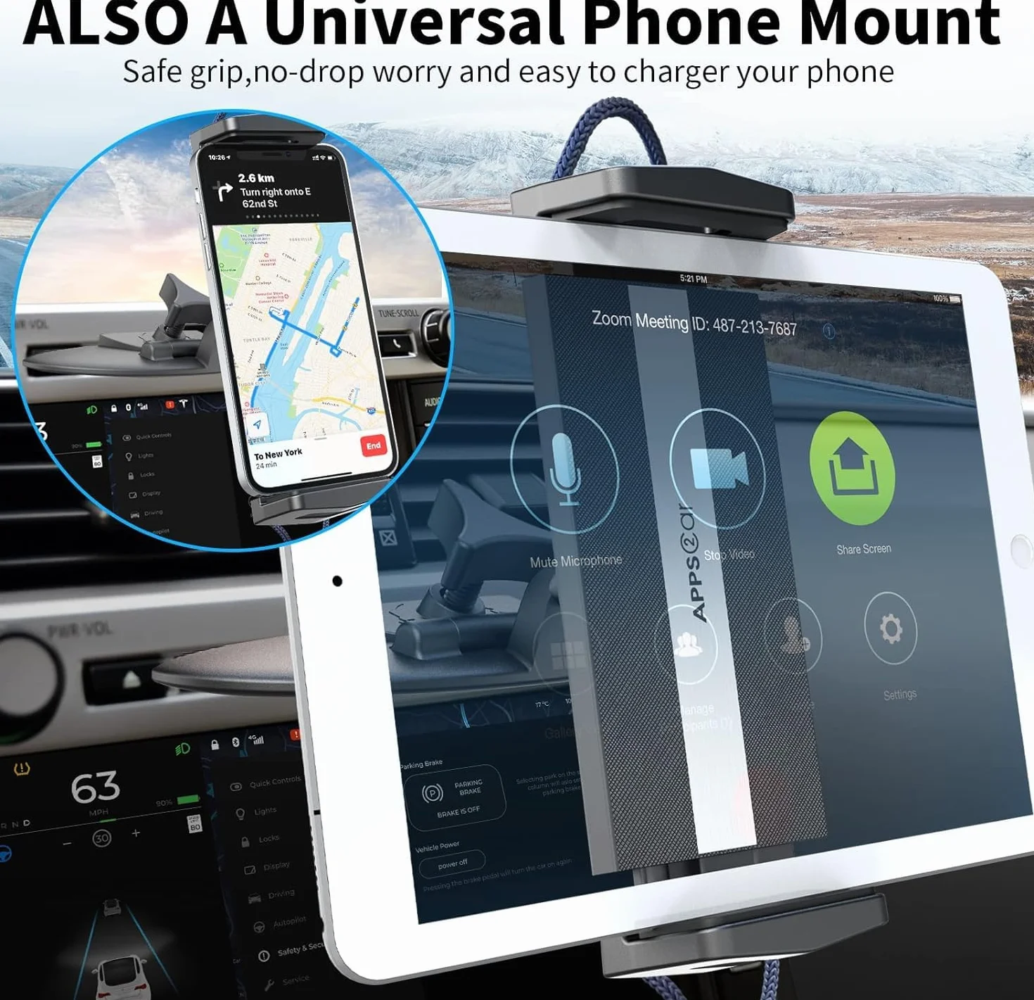 APPS2Car CD uchwyt na tablet 360 stopni obrót dla urządzeń 7-11" Uniwersalny uchwyt na tablet CD do samochodu
