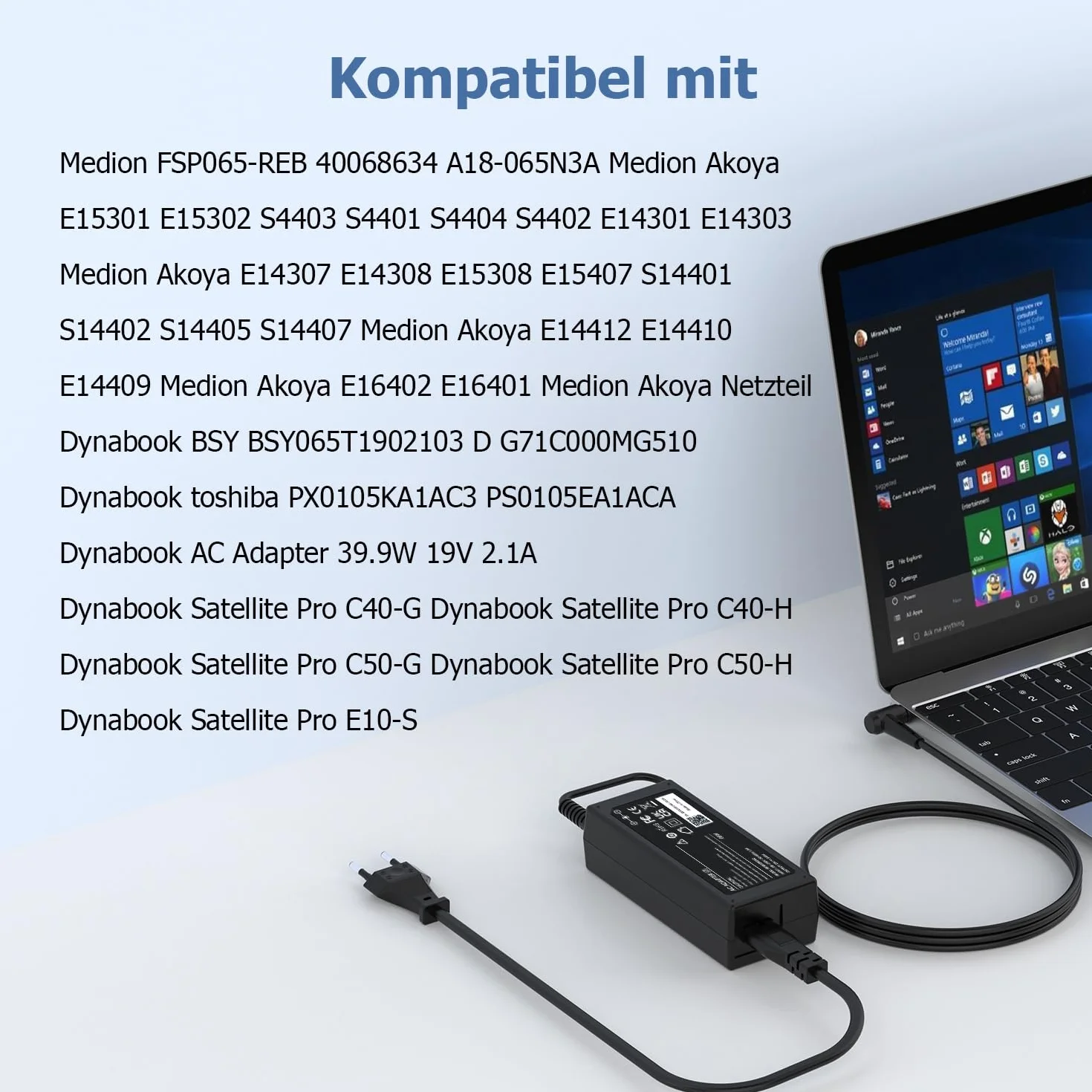 65 W zasilacz i kabel do ładowania do laptopa Medion akoya E15301 E15302 E15308 E16402 E16401 E15407 E14412 E14301 S4403 S4401 S4404 S44402S14401 S14402 FSP065-REB A18-065N3A 19V 3,42A