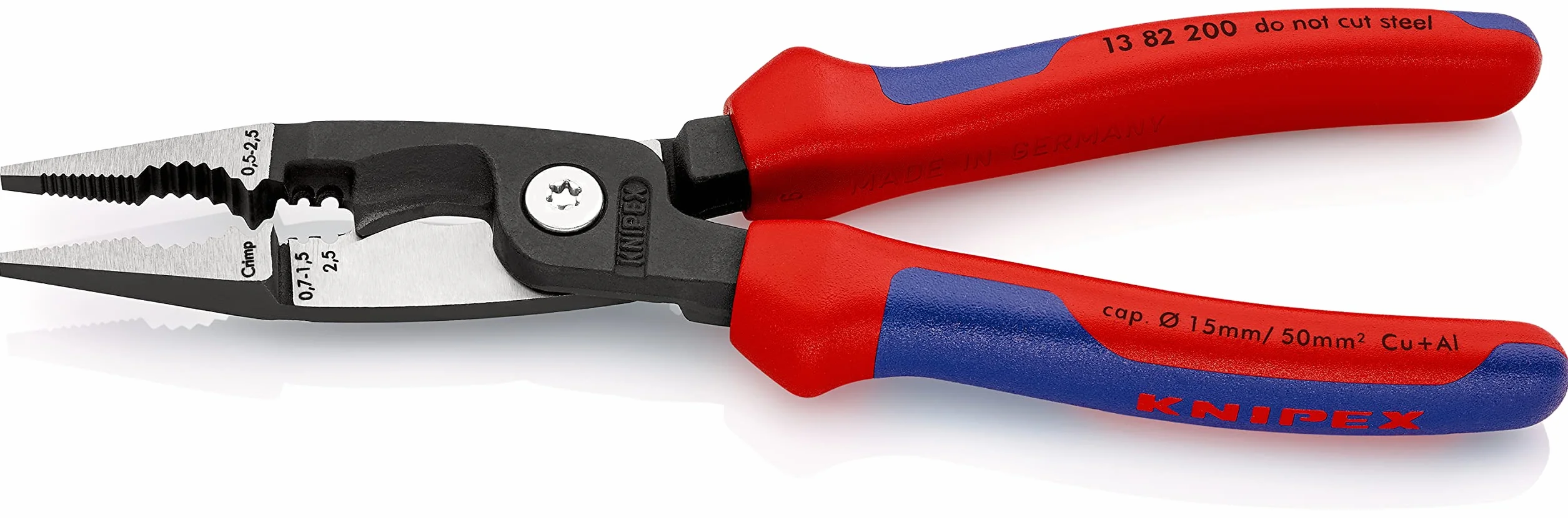 KNIPEX Szczypce do prac elektroinstalacyjnych w opakowaniu z zawieszką z rękojeściami Comfort 200 mm, 13 82 200 SB