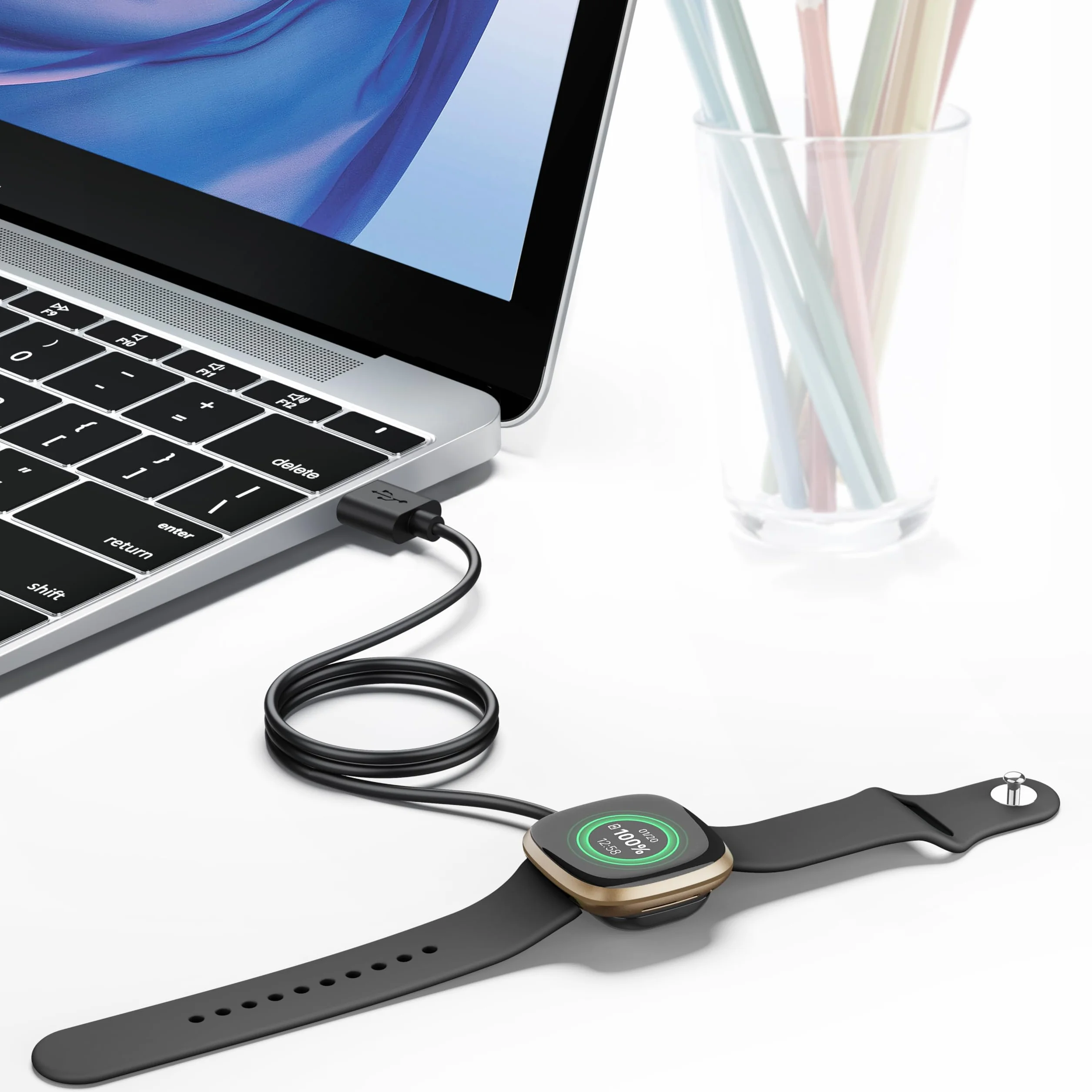 Kabel do ładowania Fitbit Versa 4 / Sense 2 / Versa 3 / Sense, 50 cm i 100 cm, USB stacja ładująca