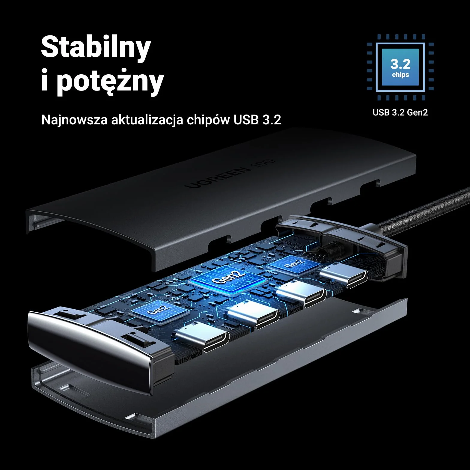 UGREEN koncentrator USB-C 4-portowy adapter USB 3.2 10 Gbps do MacBook Pro iMac iPad Pro Chromebook Galaxy S23