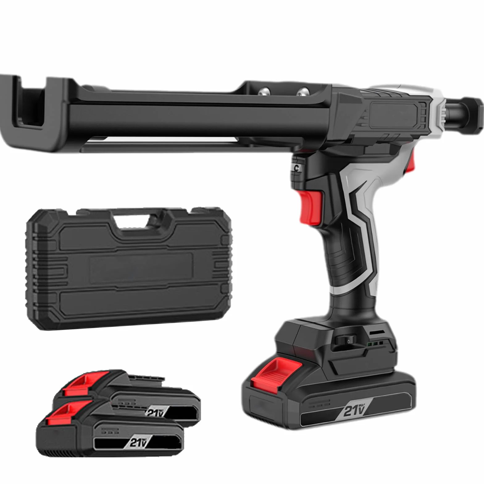 Elektryczny Pistolet do Uszczelniacza z Podwójną Tubą, Bezprzewodowy Pistolet Dwuskładnikowy z 2 Akumulatorami - Siła Nacisku 850KG, 6 Prędkości & Tryb Cruise, Anti-Drip do Silikonu, Uszczelniania