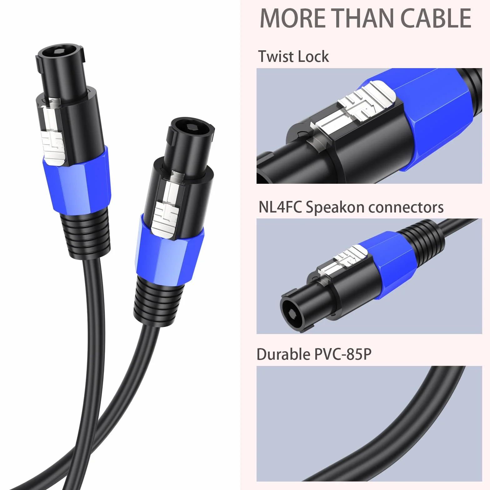 Speakon kabel głośnikowy 20 m 12 AWG z wtyczką Twist Lock DJ PA