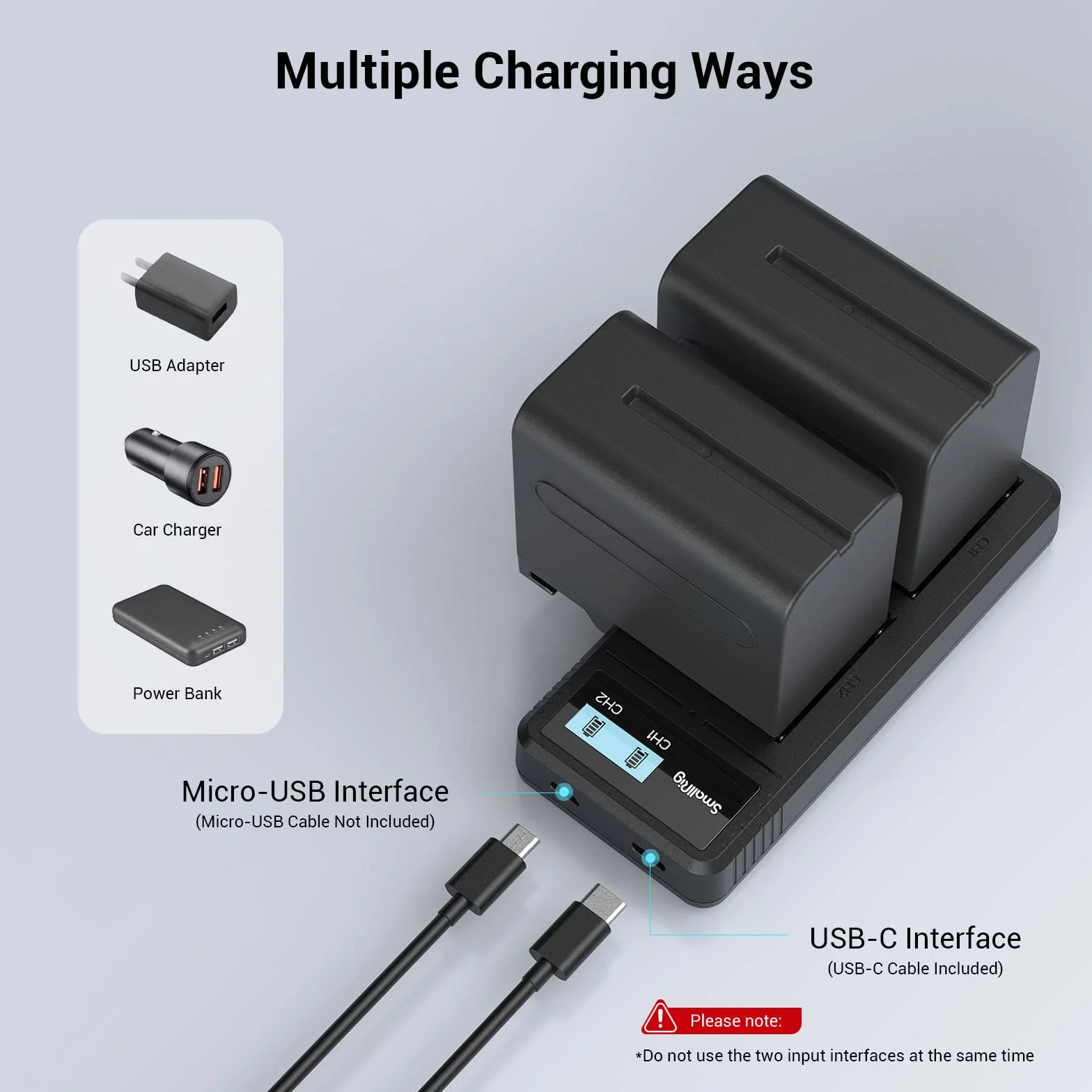 SMALLRIG Wymienne Baterie NP-F970 2 sztuki Szybka ładowarka Podwójna USB dla Sony NP-F970 NP-F960 NP-F950