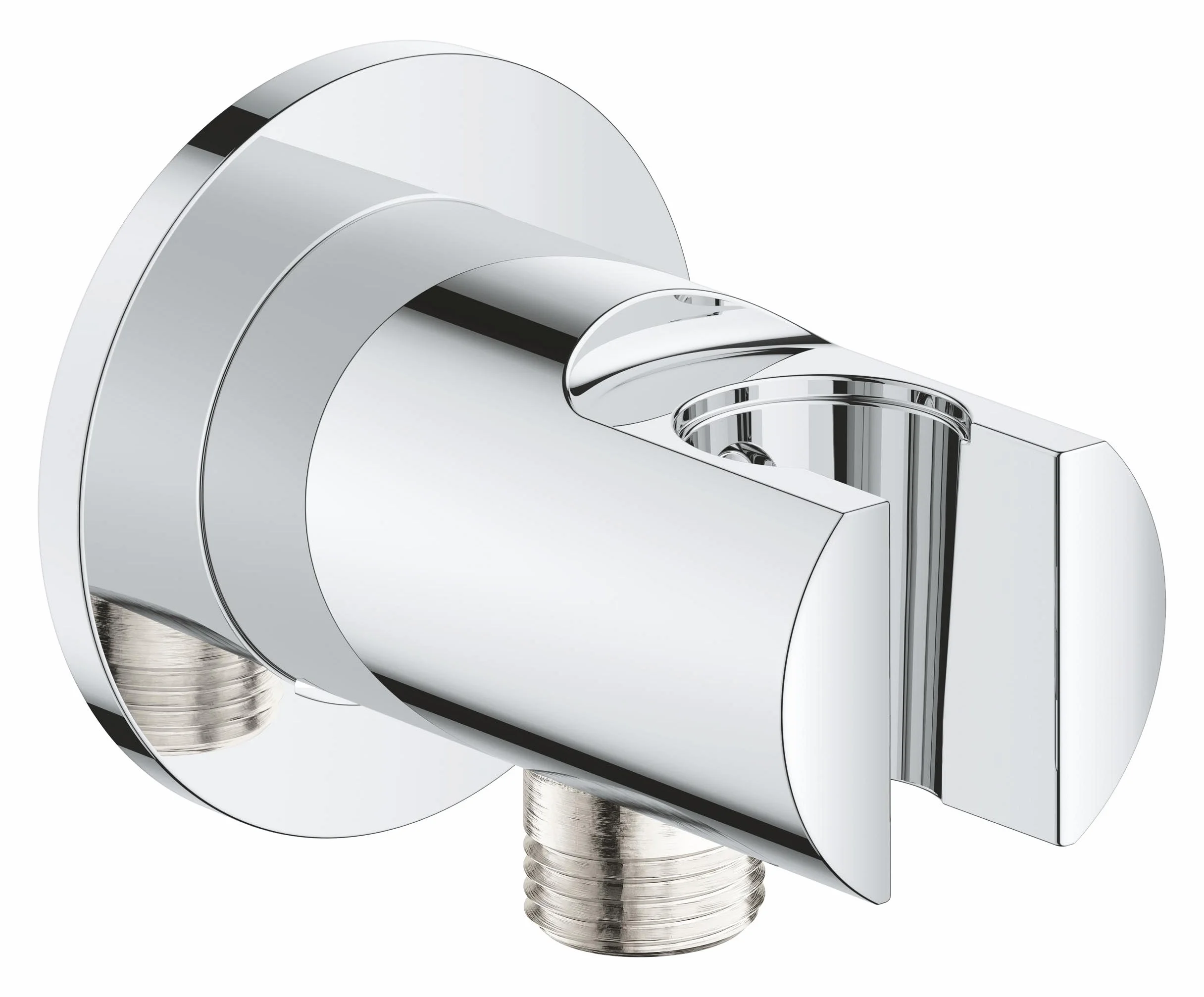 GROHE Vitalio 26962001 uniwersalna złączka ścienna z kolankiem wylotowym prysznica, gwint zewnętrzny 1/2 cala i uchwyt ścienny do prysznica ręcznego, chrom, 26962001
