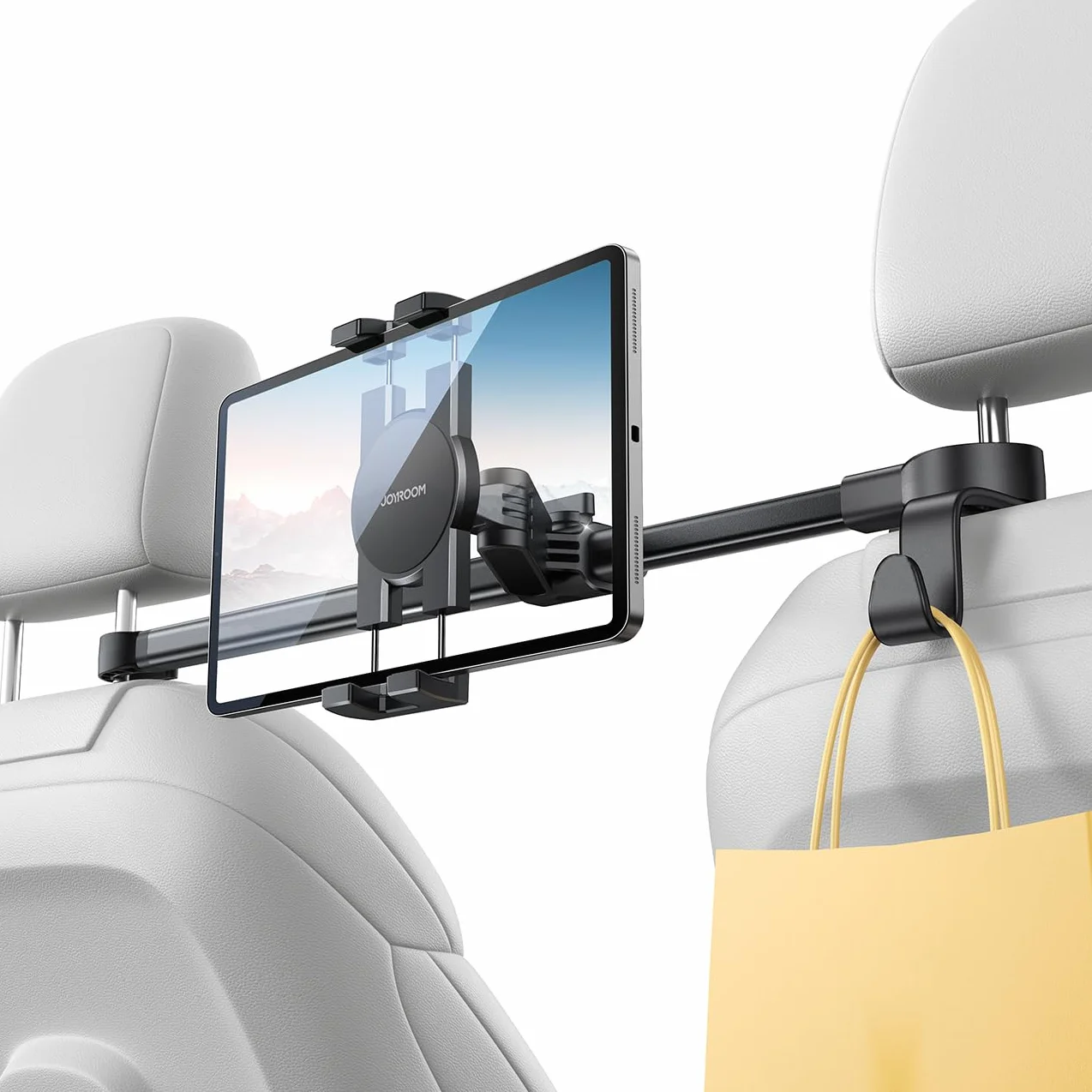 JOYROOM Uchwyt samochodowy na tablet [dwustronne mocowanie] uchwyt samochodowy na tablet z metalowym ramieniem, uchwyt samochodowy do iPada o przekątnej ekranu 4,7-12,9", tabletów i smartfonów, z 2