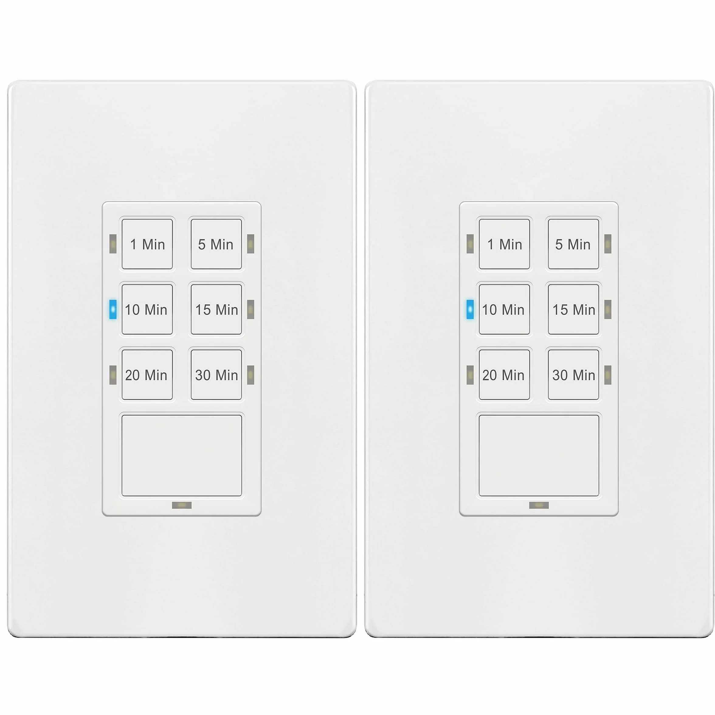 TG 2 x 30-minutowy timer do wentylatora łazienkowego i lamp gospodarstwa domowego, 1-5-10-15-20-30 minut z ręcznym sterowaniem, zawsze na niebieskich diodach LED, drut