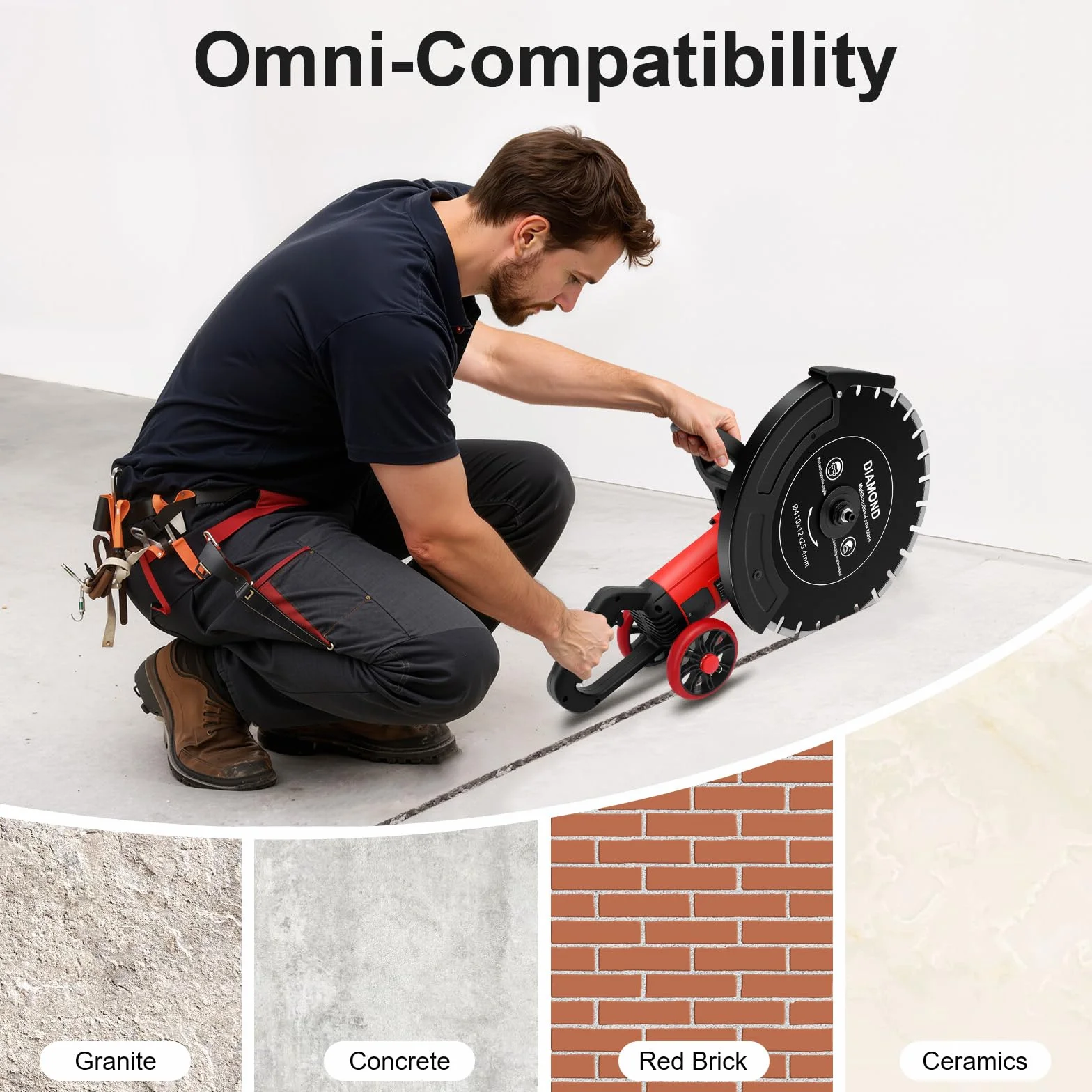 Przecinarka do betonu elektrycznego 4000 W, 220 V przecinarka do betonu na mokro/sucho, wyposażona w tarczę diamentową 410 mm, prędkość obrotowa 3000 obr./min, maszyna do cięcia gipsu, do cięcia